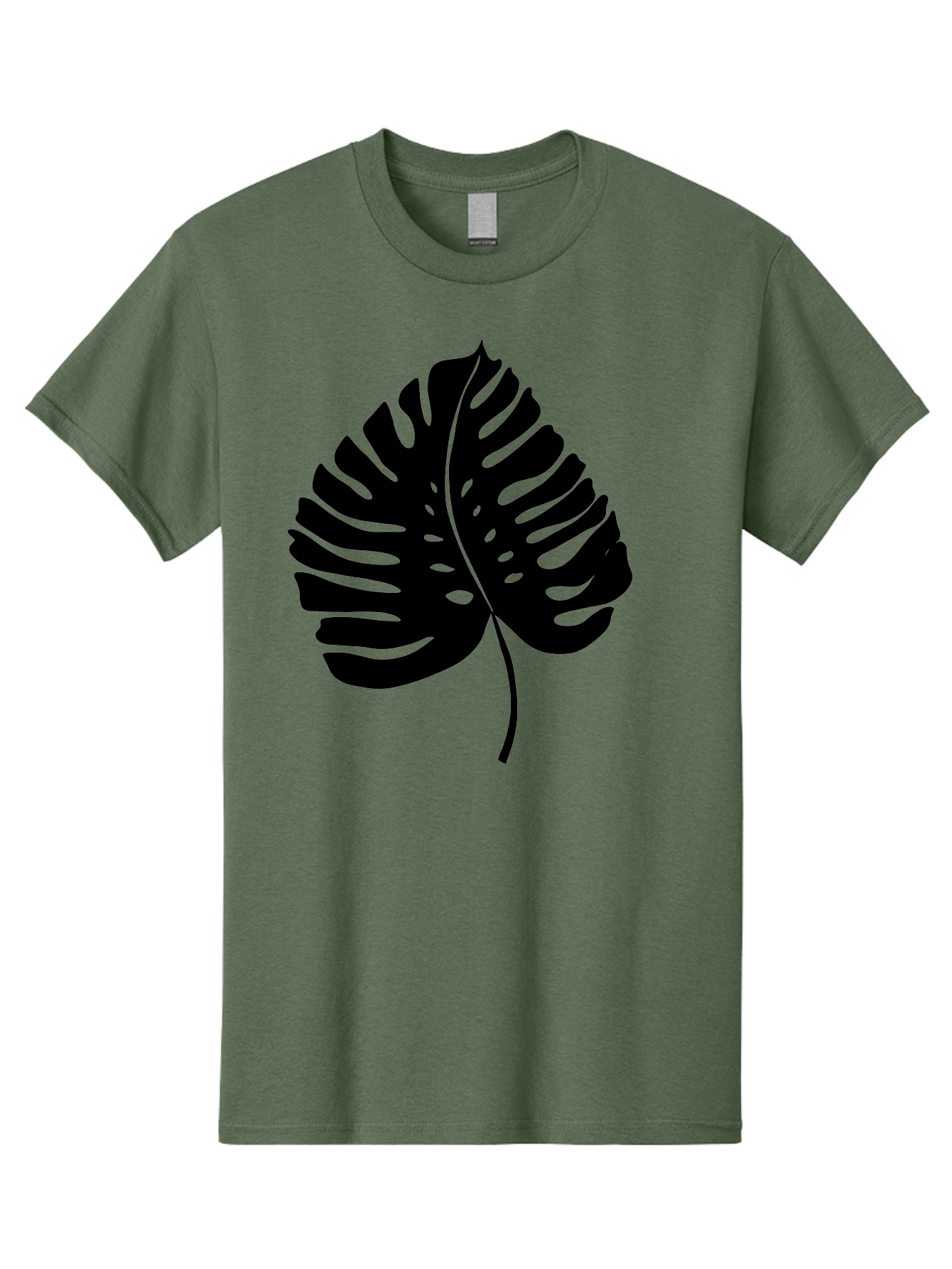 Monstera-Leaf-2 Men'S Graphic Tee, 100% Cotton, Comfortable Casual Summer Wear, Machine Washable, Tropical Leaf, Monstera Deliciosa, Exotic Foliage, Black Silhouette, Minimalist Design, Nature-Inspired Art, Botanical Illustration, -  Aaa467