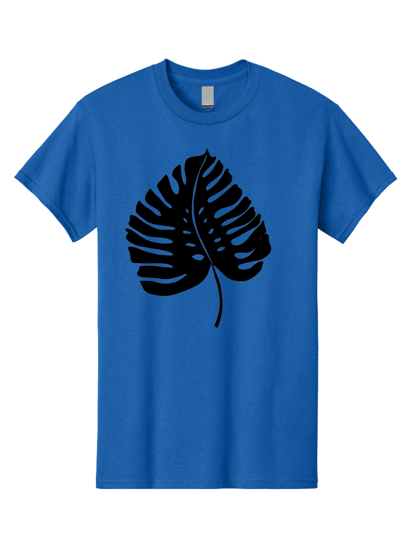 Monstera-Leaf-2 Men'S Graphic Tee, 100% Cotton, Comfortable Casual Summer Wear, Machine Washable, Tropical Leaf, Monstera Deliciosa, Exotic Foliage, Black Silhouette, Minimalist Design, Nature-Inspired Art, Botanical Illustration, -  Aaa467