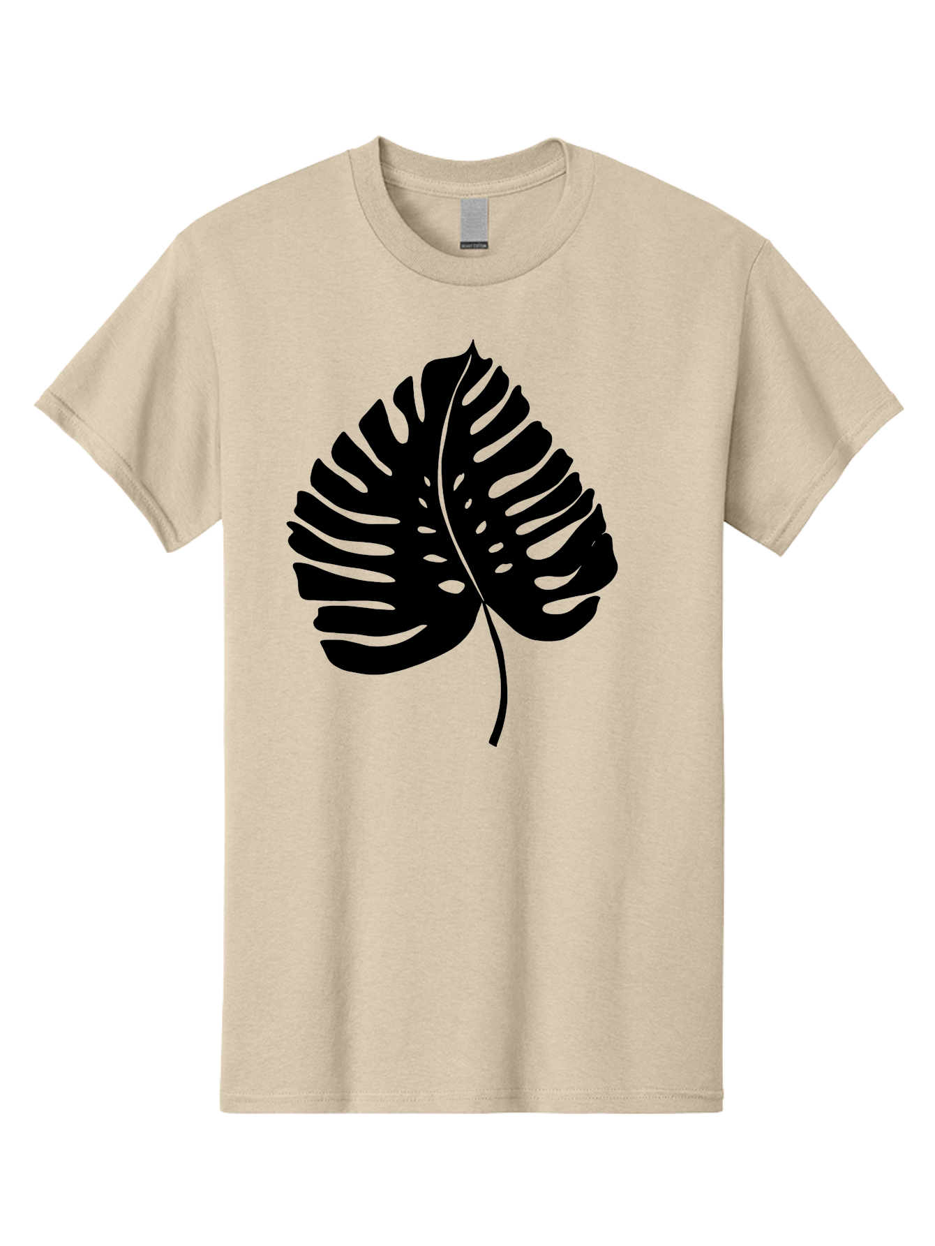 Monstera-Leaf-2 Men'S Graphic Tee, 100% Cotton, Comfortable Casual Summer Wear, Machine Washable, Tropical Leaf, Monstera Deliciosa, Exotic Foliage, Black Silhouette, Minimalist Design, Nature-Inspired Art, Botanical Illustration, -  Aaa467