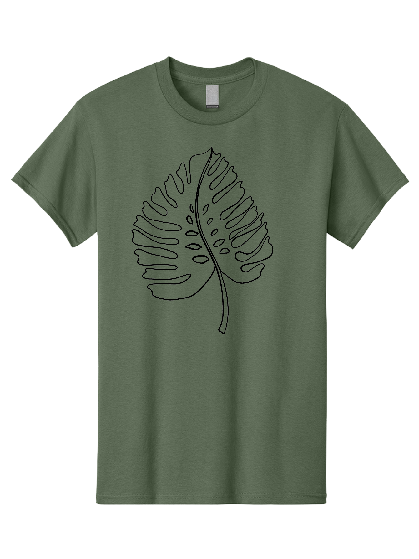 Monstera-Leaf Men'S Graphic Tee, 100% Cotton, Comfortable Casual Summer Wear, Machine Washable, Monstera Leaf, Tropical Foliage, Minimalist Design, Black Outline, Simple Illustration, Houseplant Graphics, Leaf Pattern, Exotic Plants, -  Aaa468