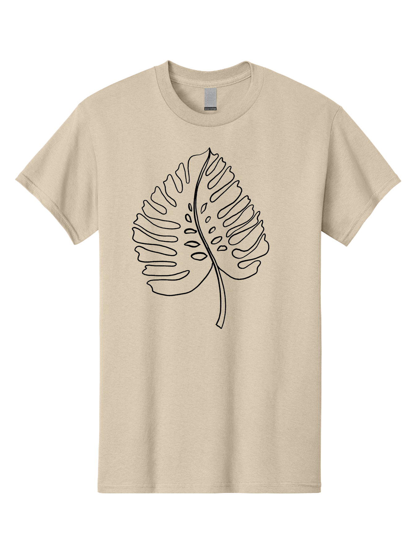 Monstera-Leaf Men'S Graphic Tee, 100% Cotton, Comfortable Casual Summer Wear, Machine Washable, Monstera Leaf, Tropical Foliage, Minimalist Design, Black Outline, Simple Illustration, Houseplant Graphics, Leaf Pattern, Exotic Plants, -  Aaa468