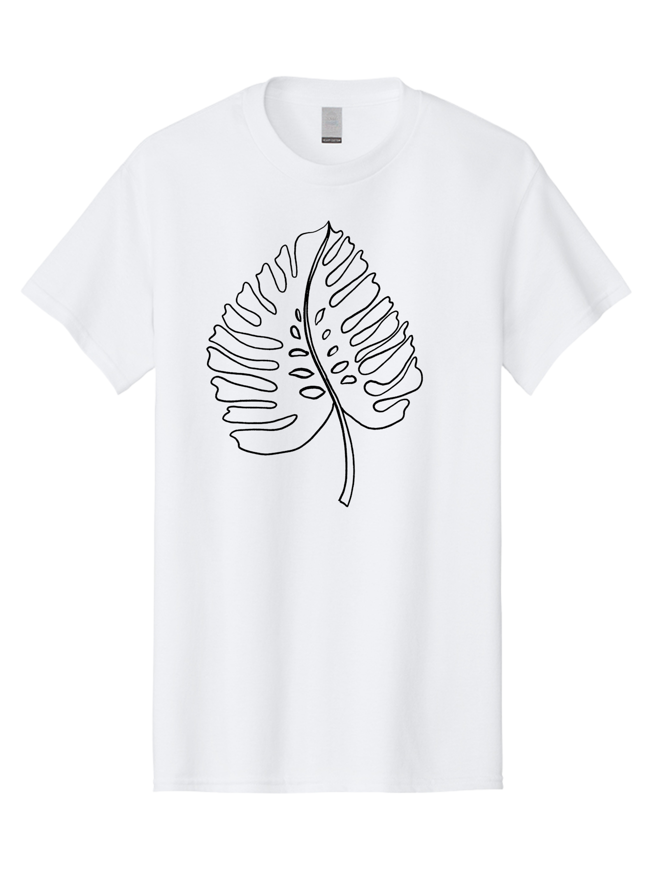 Monstera-Leaf Men'S Graphic Tee, 100% Cotton, Comfortable Casual Summer Wear, Machine Washable, Monstera Leaf, Tropical Foliage, Minimalist Design, Black Outline, Simple Illustration, Houseplant Graphics, Leaf Pattern, Exotic Plants, -  Aaa468