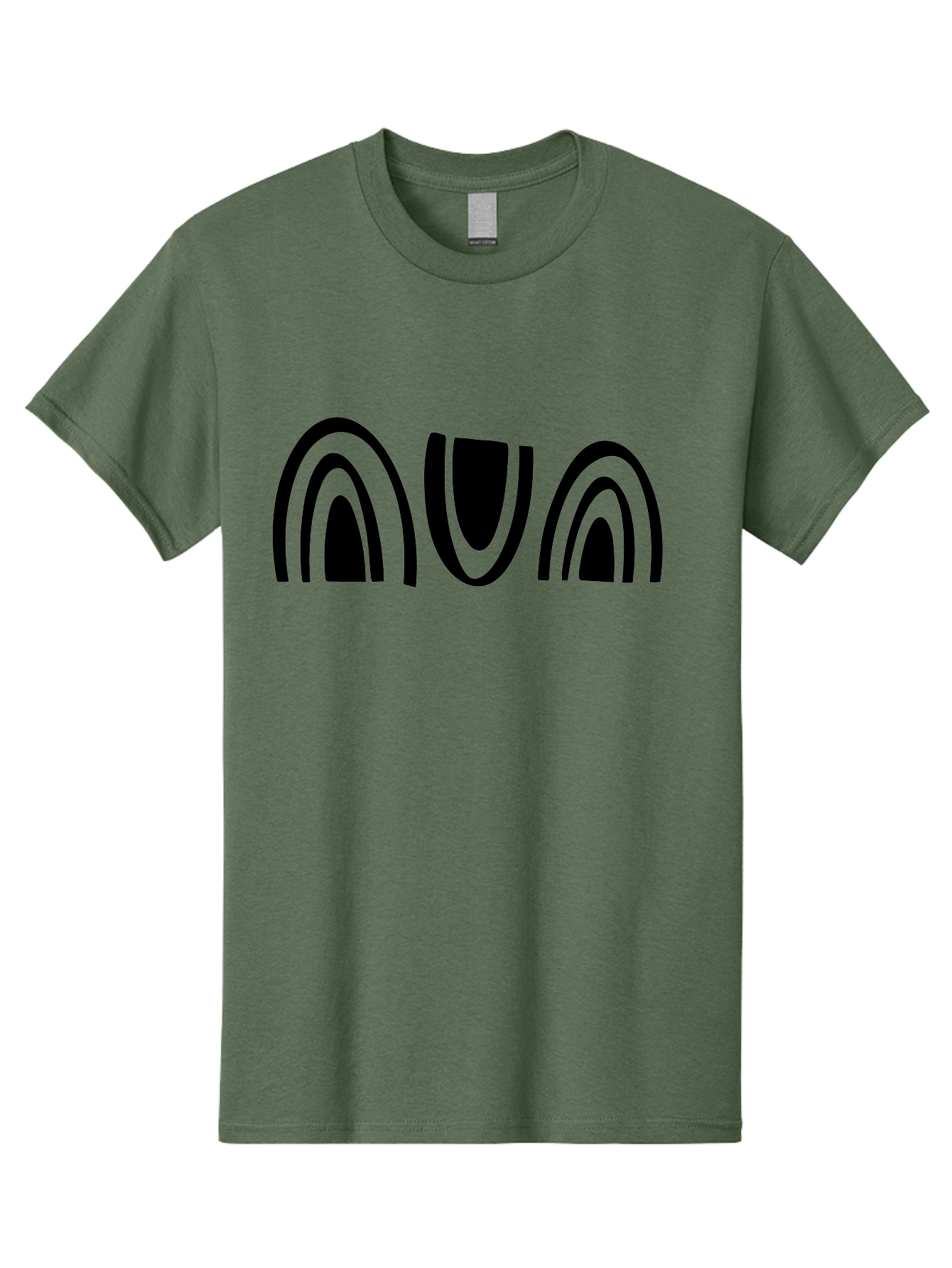 Nun Men'S Graphic Tee, 100% Cotton, Comfortable Casual Summer Wear, Machine Washable, Ava Logo, Minimalist Design, Black And Green Color Scheme, Simple Typography, Abstract Shapes, Modern Aesthetic, Graphical Elements -  Aaa471