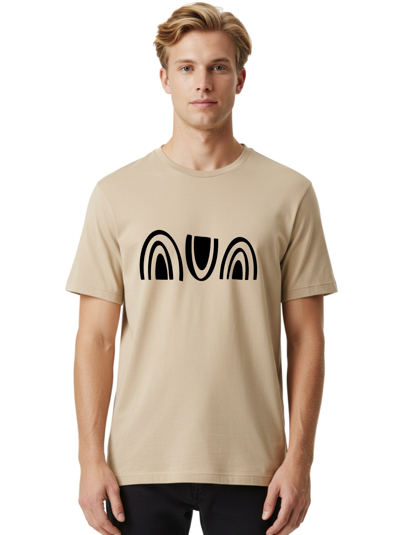Nun Men'S Graphic Tee, 100% Cotton, Comfortable Casual Summer Wear, Machine Washable, Ava Logo, Minimalist Design, Black And Green Color Scheme, Simple Typography, Abstract Shapes, Modern Aesthetic, Graphical Elements -  Aaa471