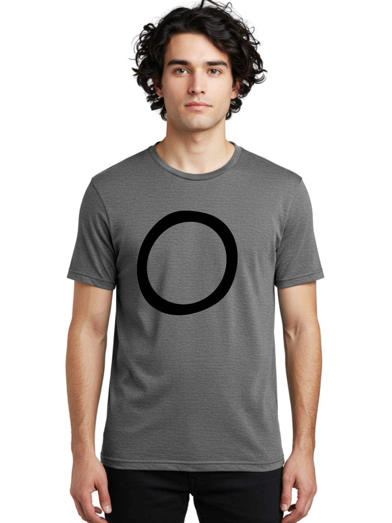 O Men'S Graphic Tee, 100% Cotton, Comfortable Casual Summer Wear, Machine Washable, Black Circle, Simple Shape, Minimalist Design, Bold Graphics, Modern Art, Abstract Symbol, Geometric Figure -  Aaa472