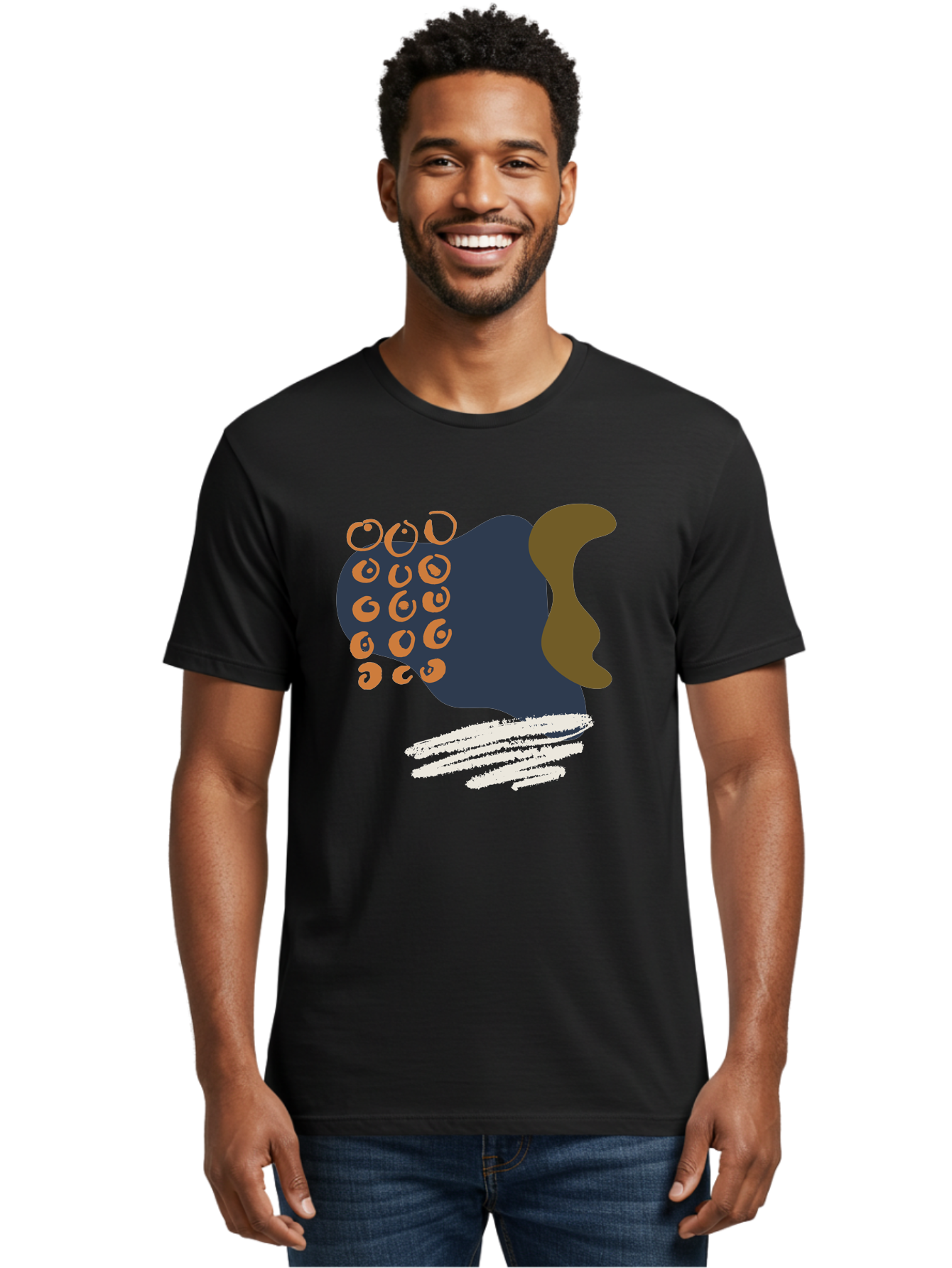 Octopus Men'S Graphic Tee, 100% Cotton, Comfortable Casual Summer Wear, Machine Washable, Octopus, Underwater Creature, Sea Animal, Abstract Art, Digital Illustration, Navy Blue, Orange, Brown And White Colors, Tentacles, Suckers, -  Aaa473