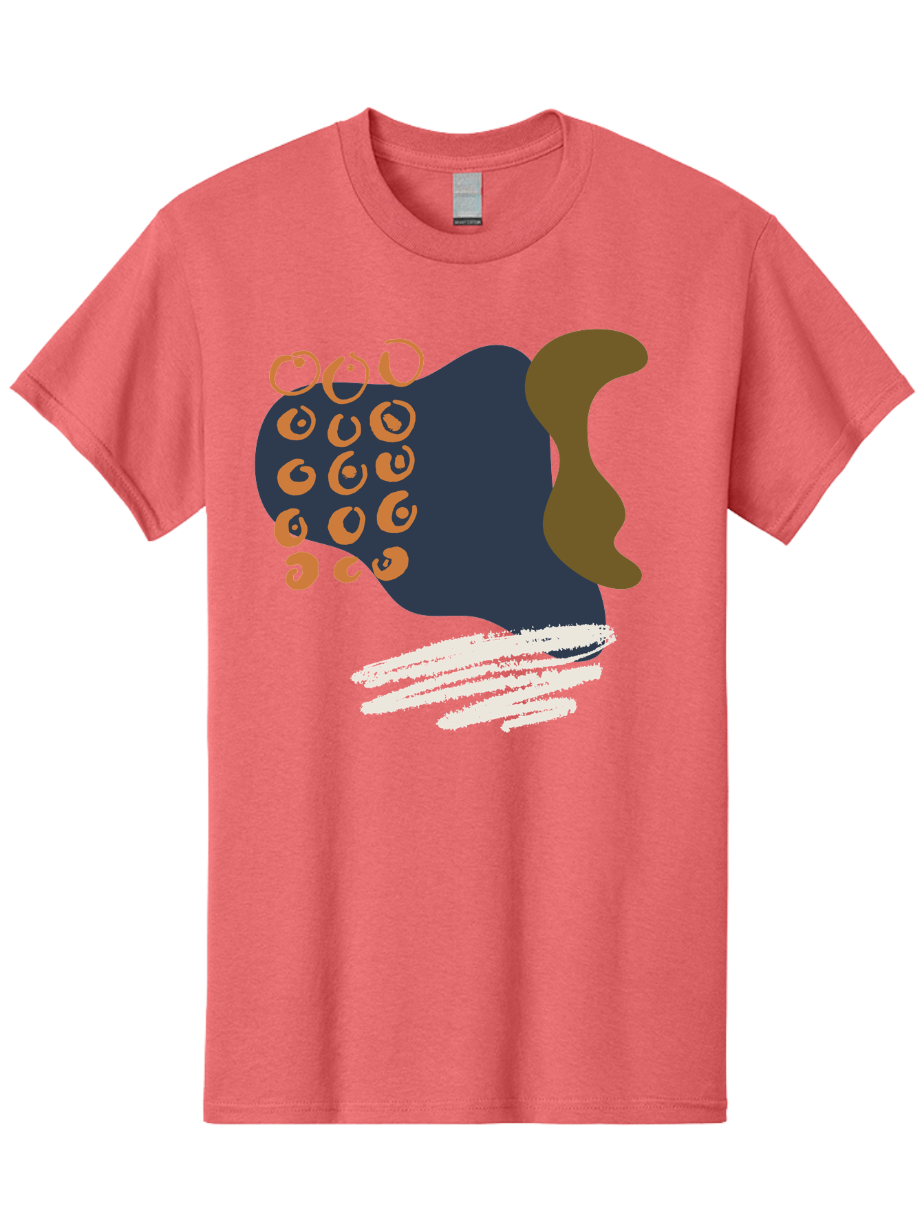 Octopus Men'S Graphic Tee, 100% Cotton, Comfortable Casual Summer Wear, Machine Washable, Octopus, Underwater Creature, Sea Animal, Abstract Art, Digital Illustration, Navy Blue, Orange, Brown And White Colors, Tentacles, Suckers, -  Aaa473
