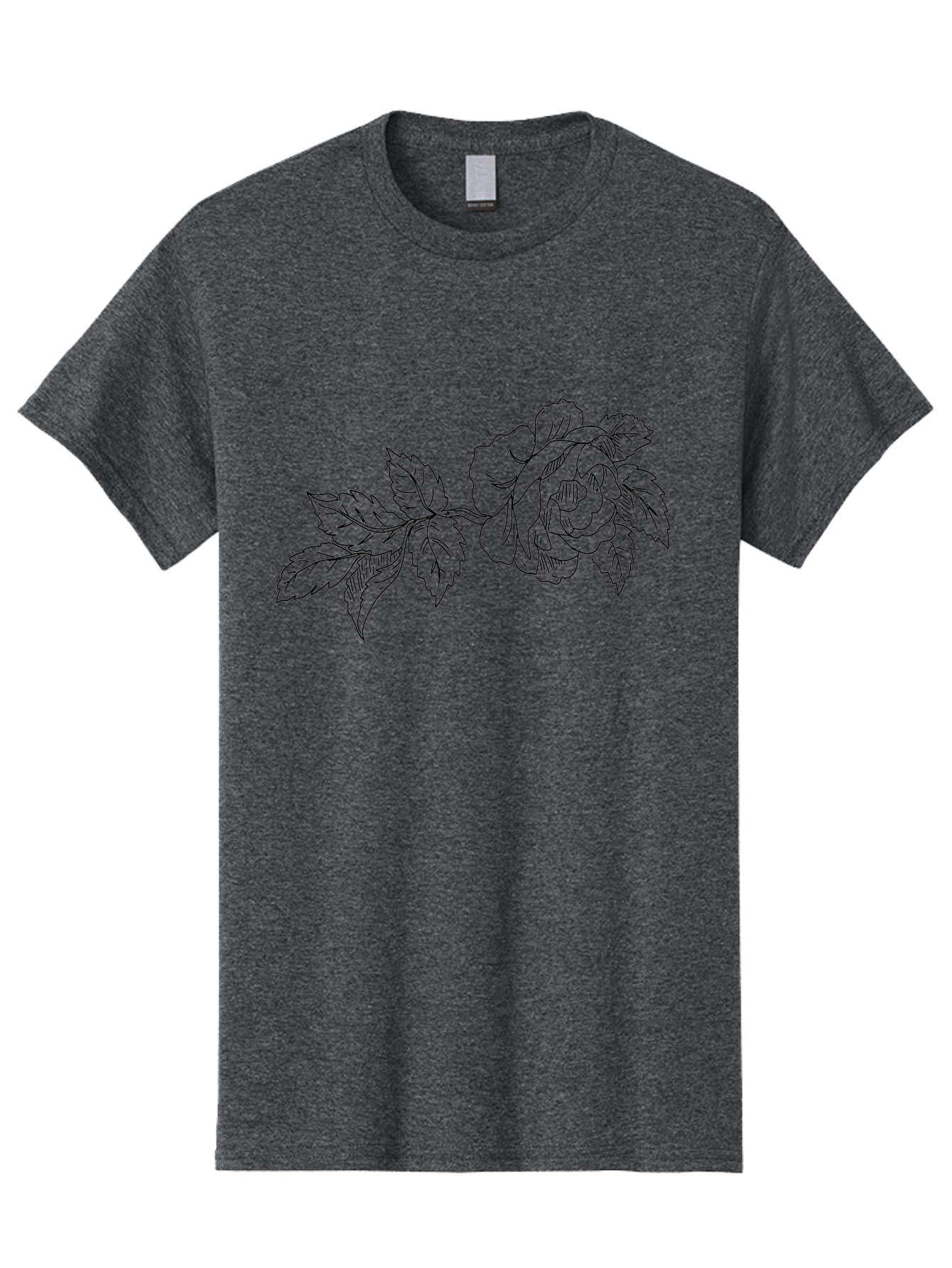 Rose-1 Men'S Graphic Tee, 100% Cotton, Comfortable Casual Summer Wear, Machine Washable, Rose Illustration, Line Art, Floral Design, Botanical Drawing, Leafy Stem, Black Outline, Delicate Flowers, Minimalist Art -  Aaa478