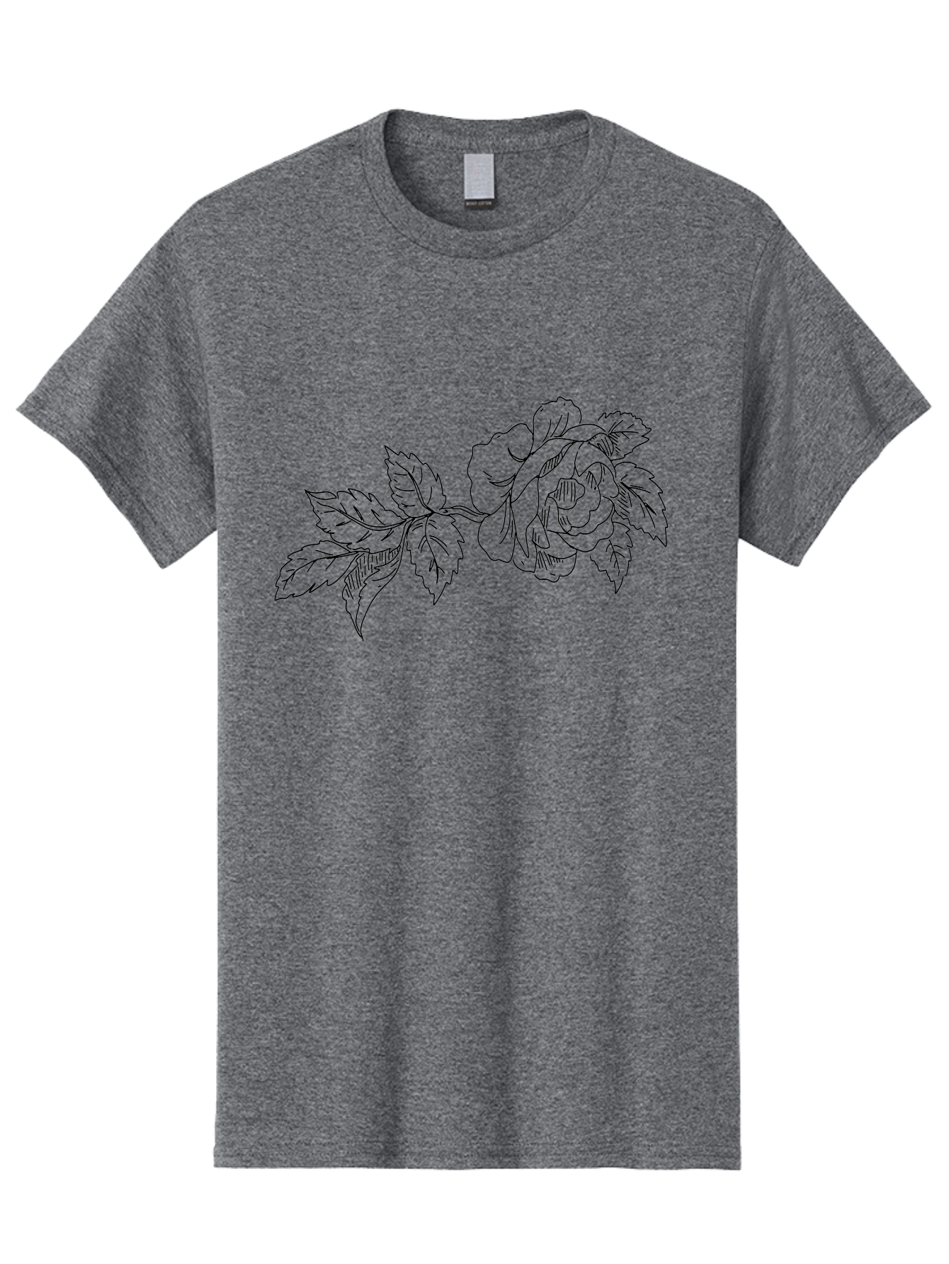Rose-1 Men'S Graphic Tee, 100% Cotton, Comfortable Casual Summer Wear, Machine Washable, Rose Illustration, Line Art, Floral Design, Botanical Drawing, Leafy Stem, Black Outline, Delicate Flowers, Minimalist Art -  Aaa478