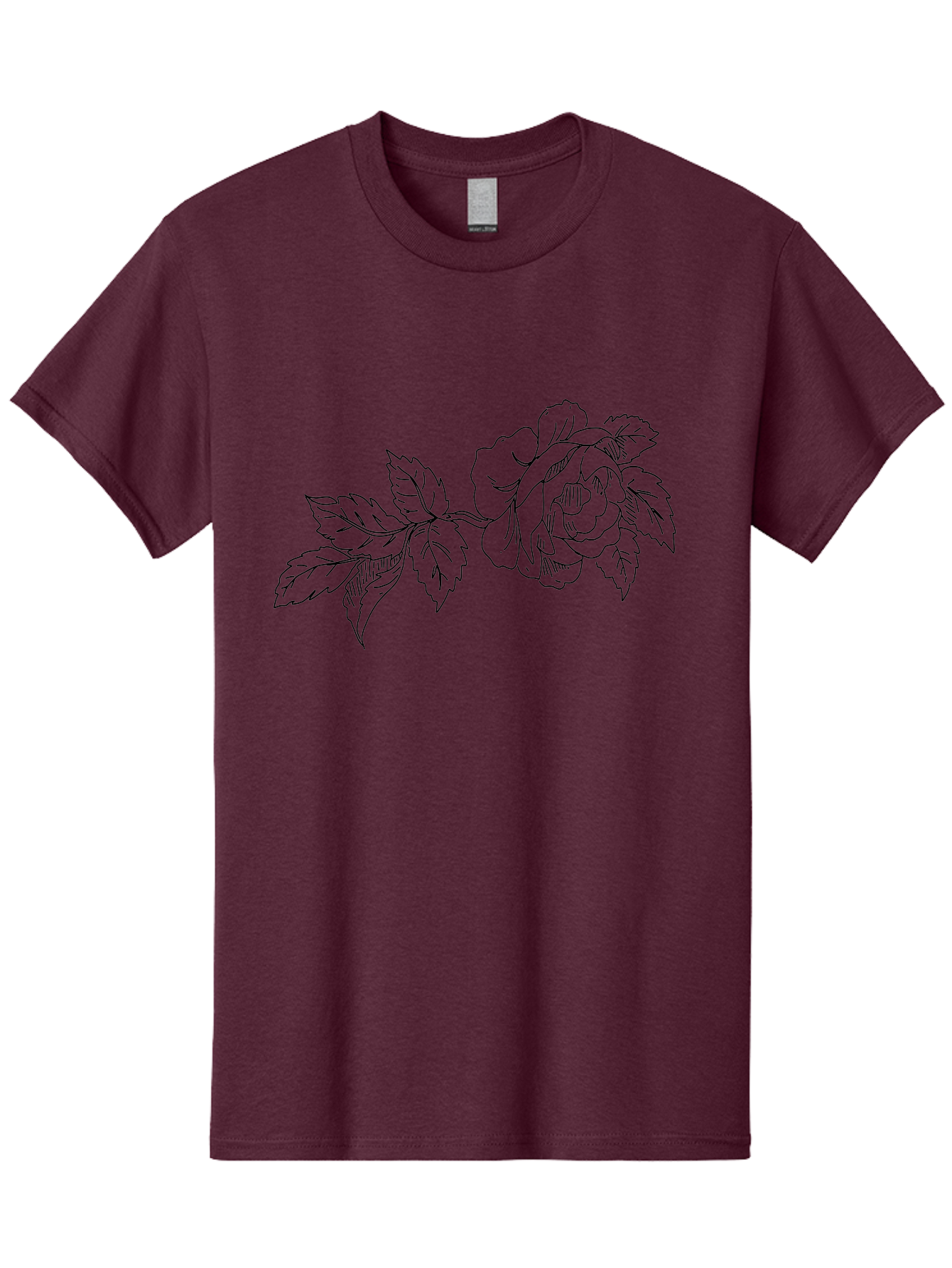 Rose-1 Men'S Graphic Tee, 100% Cotton, Comfortable Casual Summer Wear, Machine Washable, Rose Illustration, Line Art, Floral Design, Botanical Drawing, Leafy Stem, Black Outline, Delicate Flowers, Minimalist Art -  Aaa478
