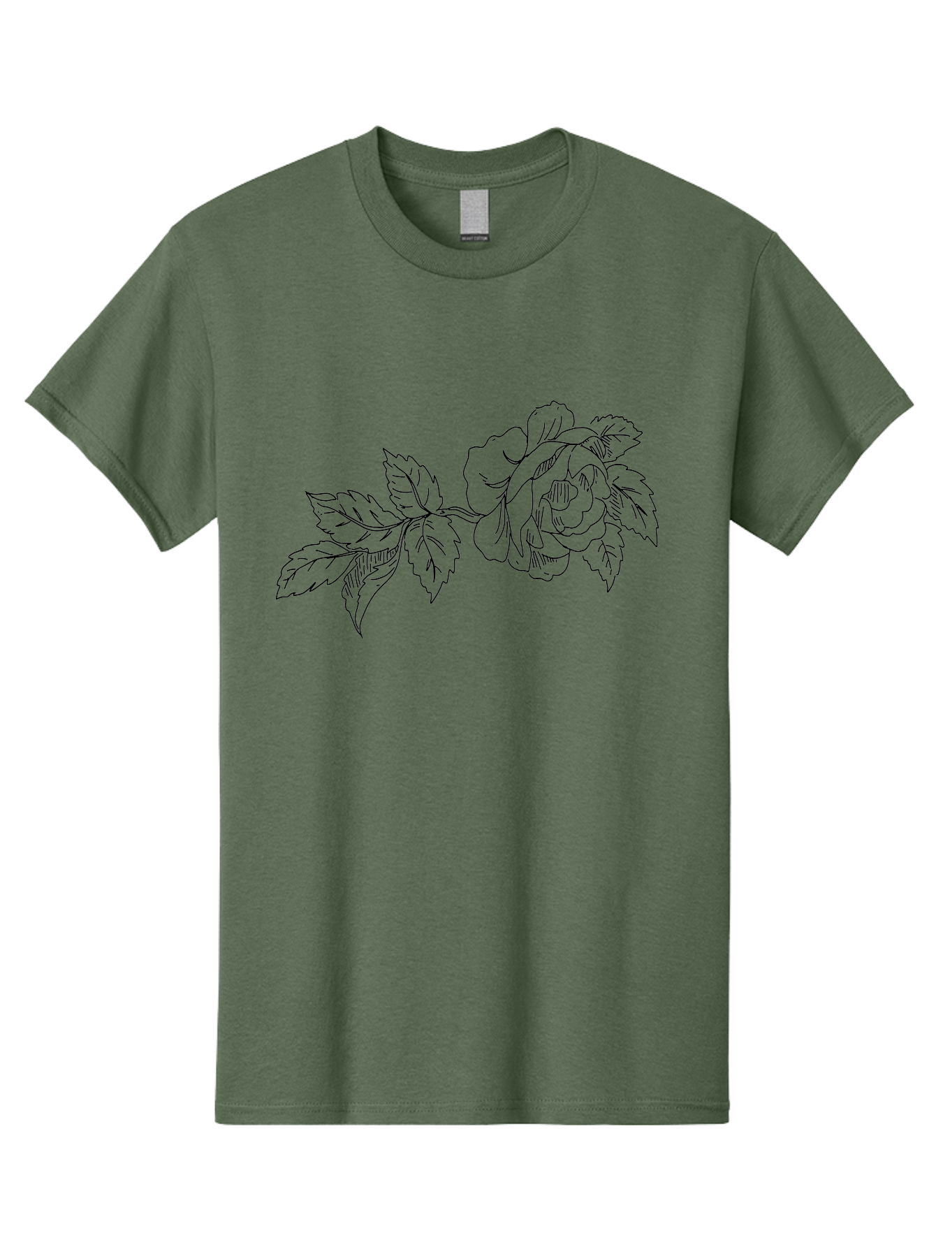 Rose-1 Men'S Graphic Tee, 100% Cotton, Comfortable Casual Summer Wear, Machine Washable, Rose Illustration, Line Art, Floral Design, Botanical Drawing, Leafy Stem, Black Outline, Delicate Flowers, Minimalist Art -  Aaa478
