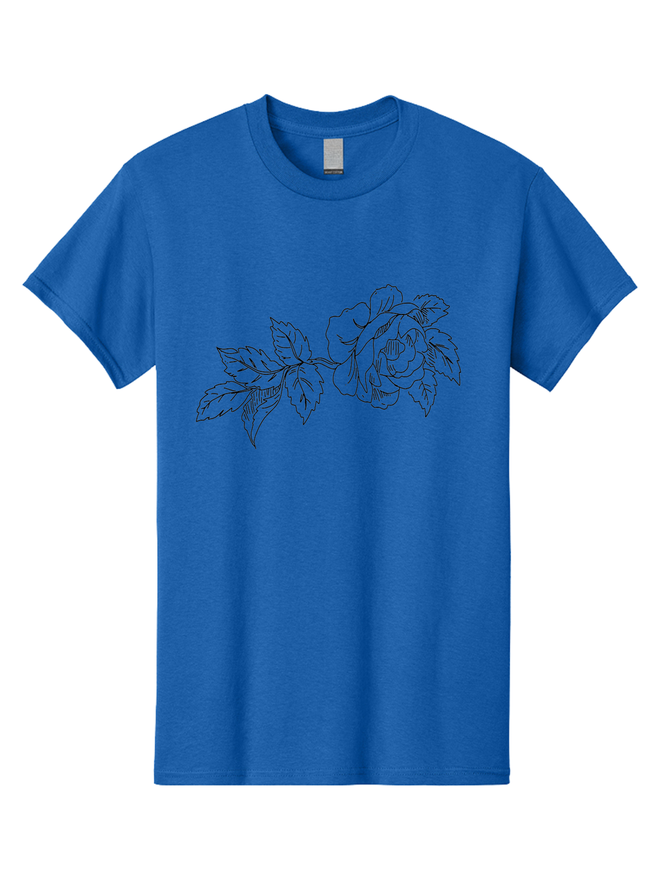 Rose-1 Men'S Graphic Tee, 100% Cotton, Comfortable Casual Summer Wear, Machine Washable, Rose Illustration, Line Art, Floral Design, Botanical Drawing, Leafy Stem, Black Outline, Delicate Flowers, Minimalist Art -  Aaa478