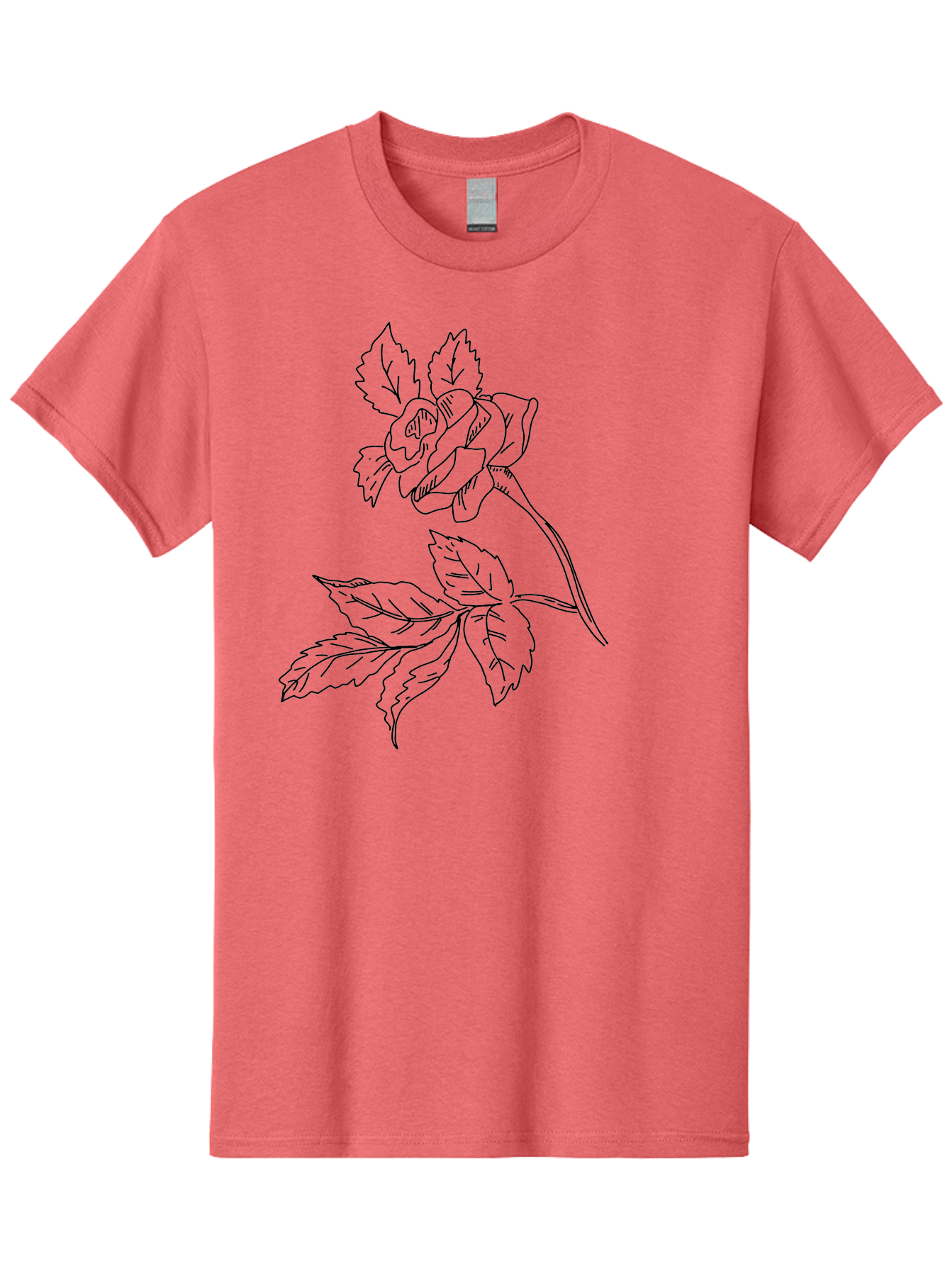 Rose Men'S Graphic Tee, 100% Cotton, Comfortable Casual Summer Wear, Machine Washable, Line Art Rose, Botanical Illustration, Floral Design, Elegant Flower, Simple Yet Sophisticated, Classic Rose Motif, Minimalist Art -  Aaa479