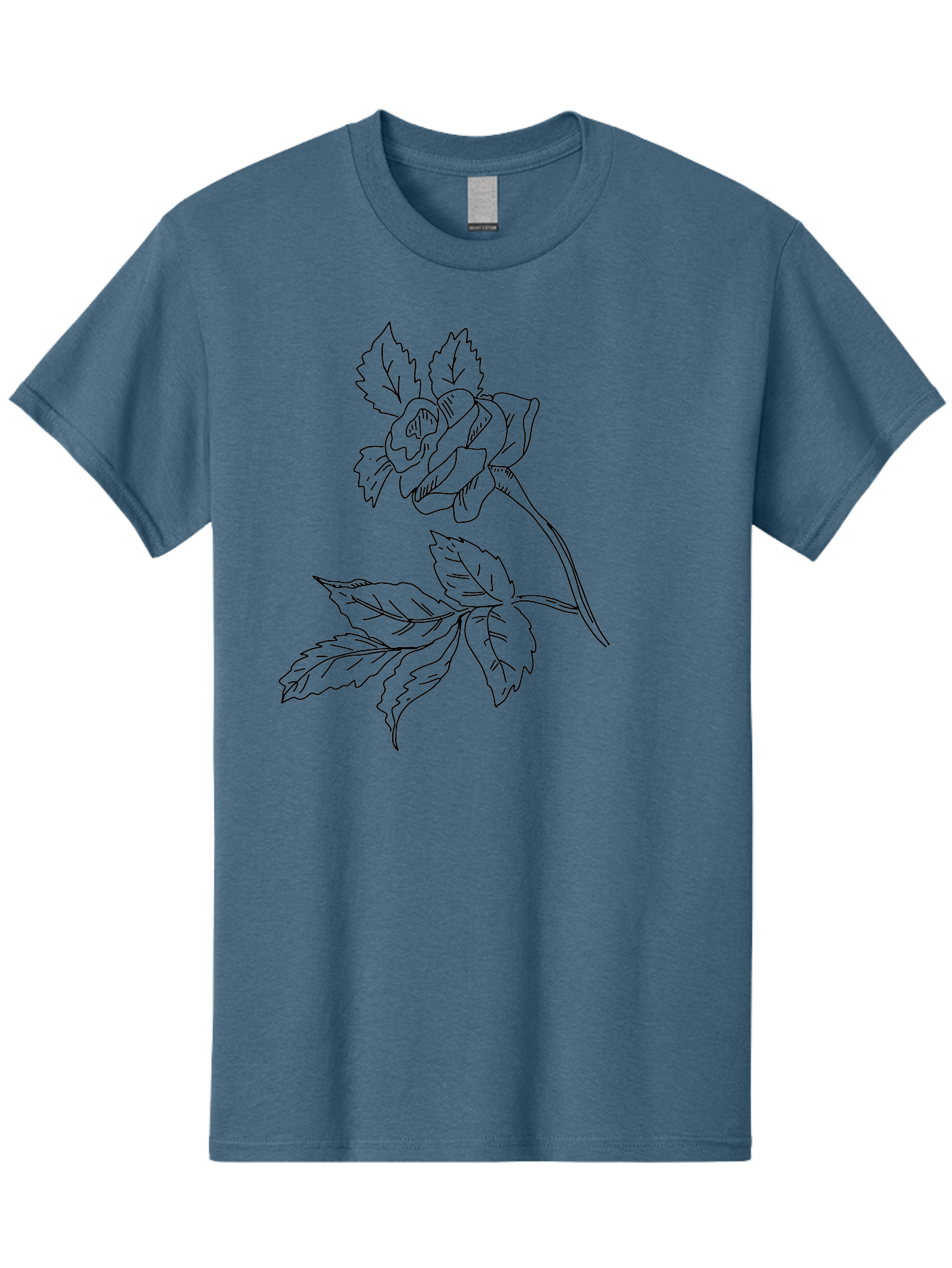 Rose Men'S Graphic Tee, 100% Cotton, Comfortable Casual Summer Wear, Machine Washable, Line Art Rose, Botanical Illustration, Floral Design, Elegant Flower, Simple Yet Sophisticated, Classic Rose Motif, Minimalist Art -  Aaa479