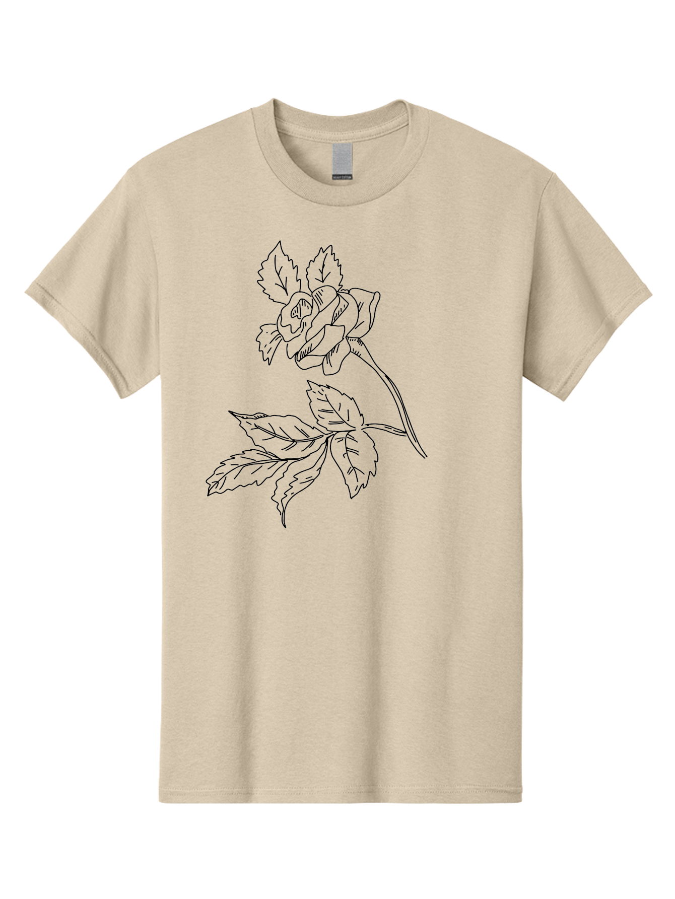 Rose Men'S Graphic Tee, 100% Cotton, Comfortable Casual Summer Wear, Machine Washable, Line Art Rose, Botanical Illustration, Floral Design, Elegant Flower, Simple Yet Sophisticated, Classic Rose Motif, Minimalist Art -  Aaa479