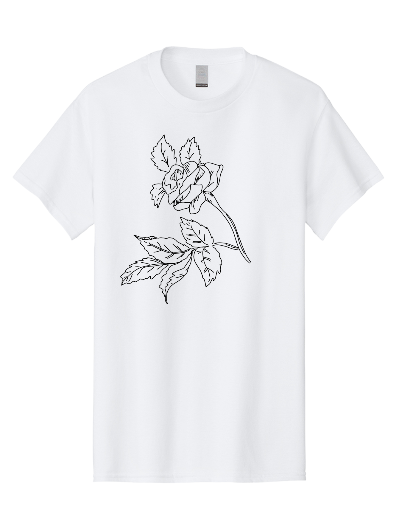 Rose Men'S Graphic Tee, 100% Cotton, Comfortable Casual Summer Wear, Machine Washable, Line Art Rose, Botanical Illustration, Floral Design, Elegant Flower, Simple Yet Sophisticated, Classic Rose Motif, Minimalist Art -  Aaa479