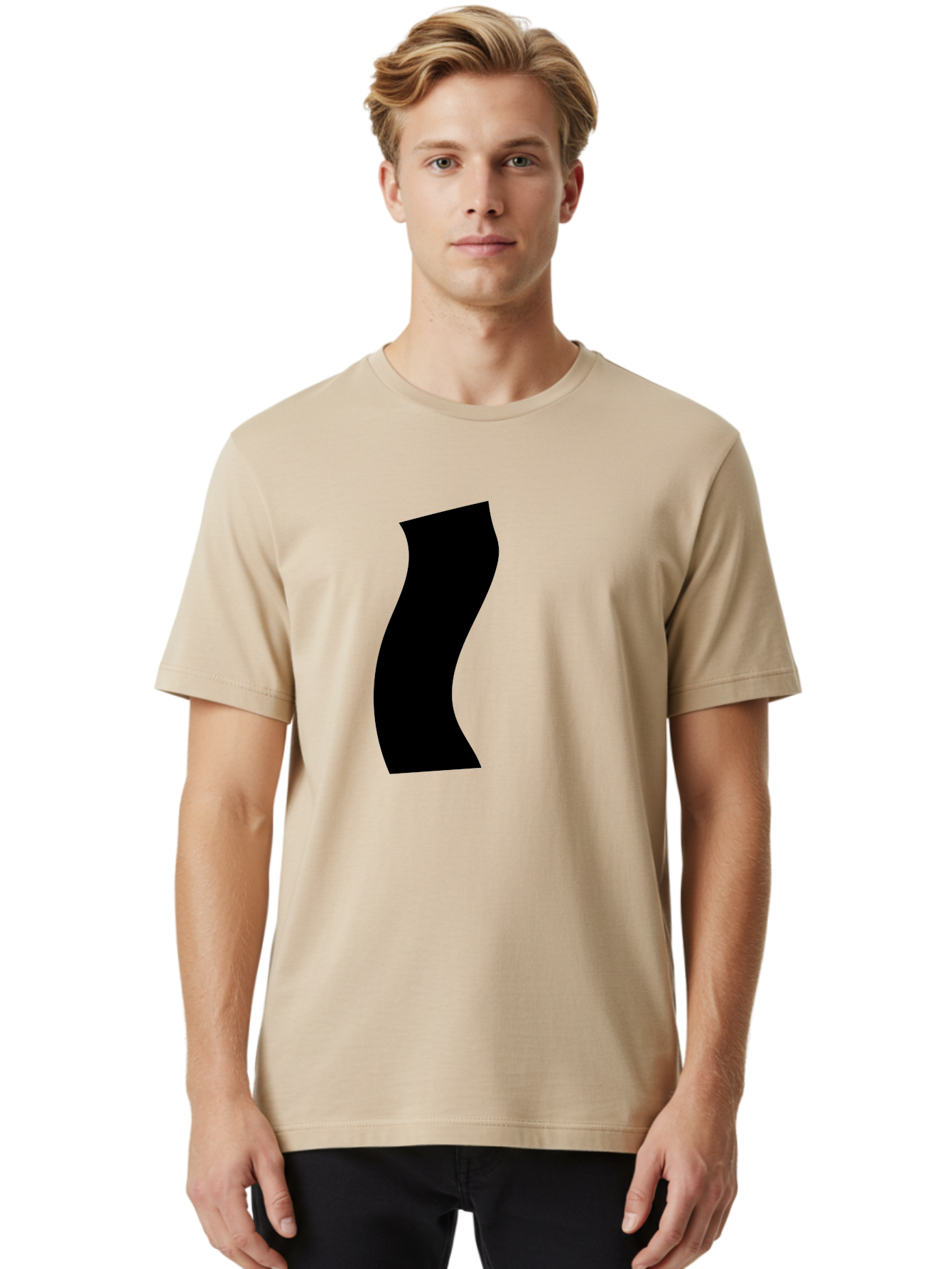 S Men'S Graphic Tee, 100% Cotton, Comfortable Casual Summer Wear, Machine Washable, Stylized Letter, Abstract Design, Minimalist Art, Bold Font, Modern Graphic, Sleek Typography, Simple Shape -  Aaa480