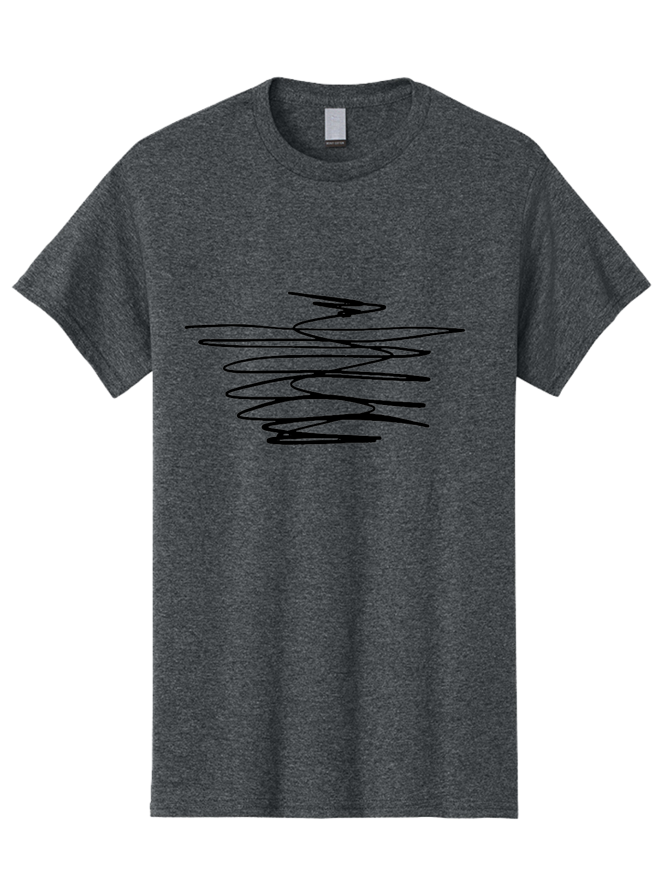 Scribble-1 Men'S Graphic Tee, 100% Cotton, Comfortable Casual Summer Wear, Machine Washable, Black Squiggle, Abstract Art, Modern Design, Creative Expression, Artistic Freedom, Wavy Lines, Dynamic Movement -  Aaa481