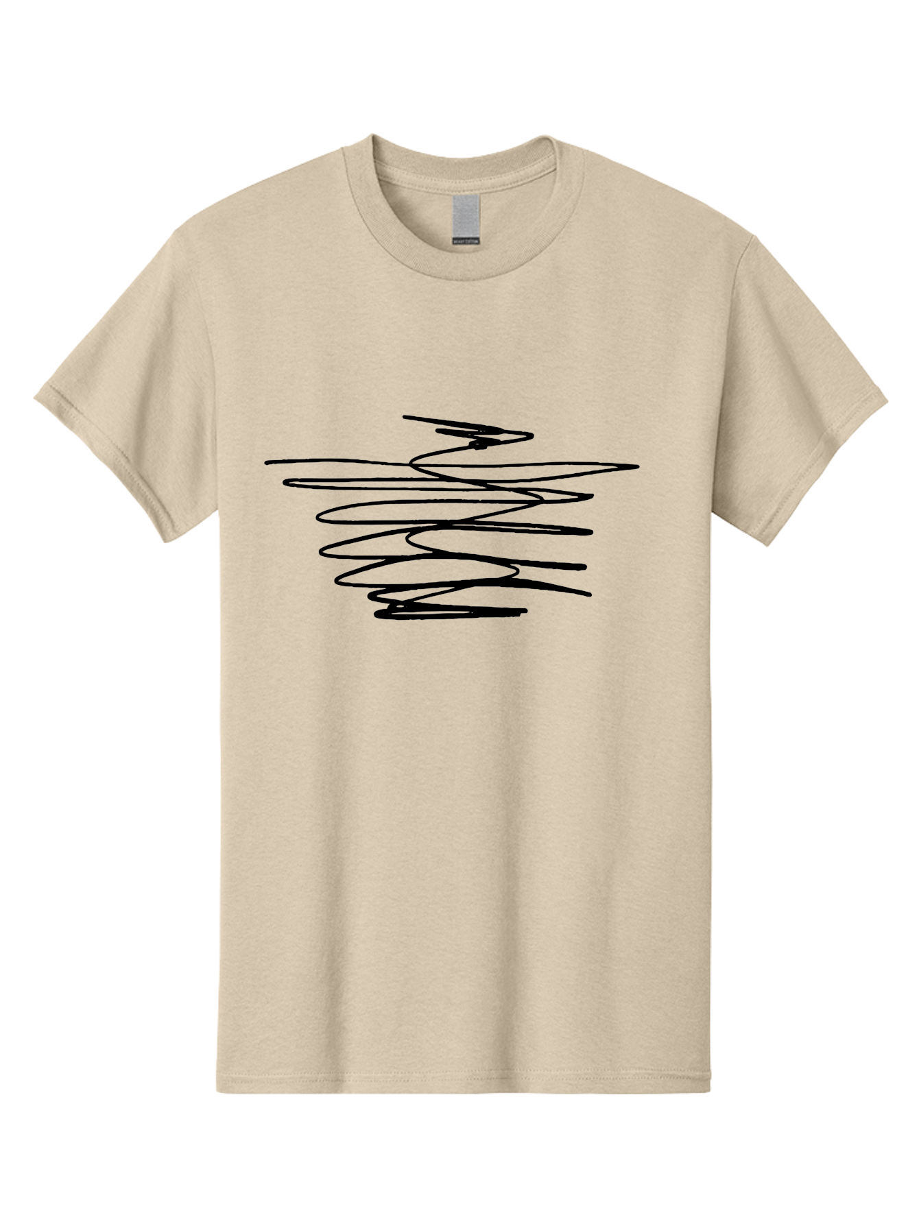 Scribble-1 Men'S Graphic Tee, 100% Cotton, Comfortable Casual Summer Wear, Machine Washable, Black Squiggle, Abstract Art, Modern Design, Creative Expression, Artistic Freedom, Wavy Lines, Dynamic Movement -  Aaa481
