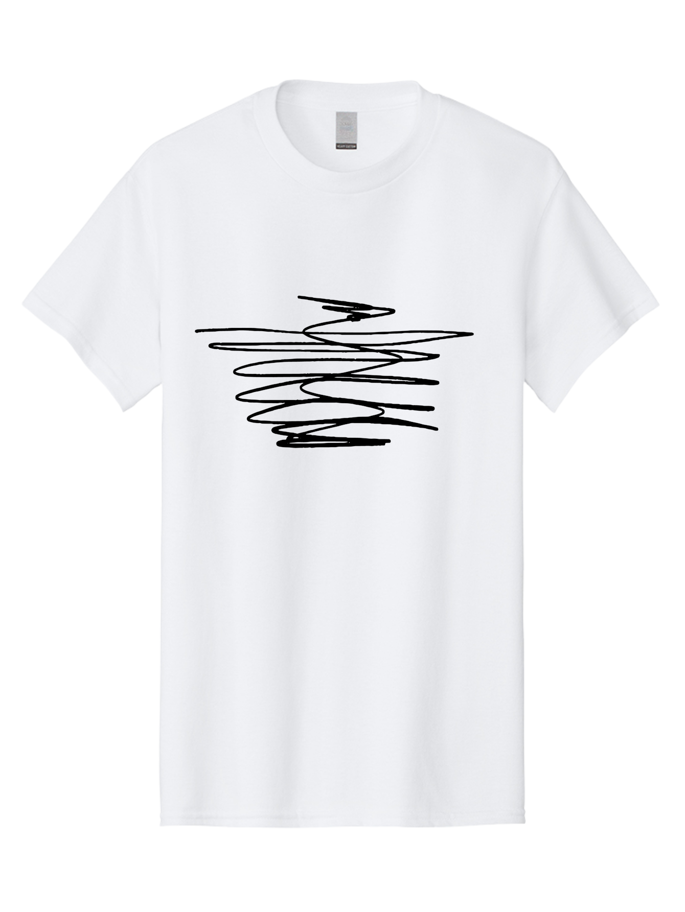 Scribble-1 Men'S Graphic Tee, 100% Cotton, Comfortable Casual Summer Wear, Machine Washable, Black Squiggle, Abstract Art, Modern Design, Creative Expression, Artistic Freedom, Wavy Lines, Dynamic Movement -  Aaa481
