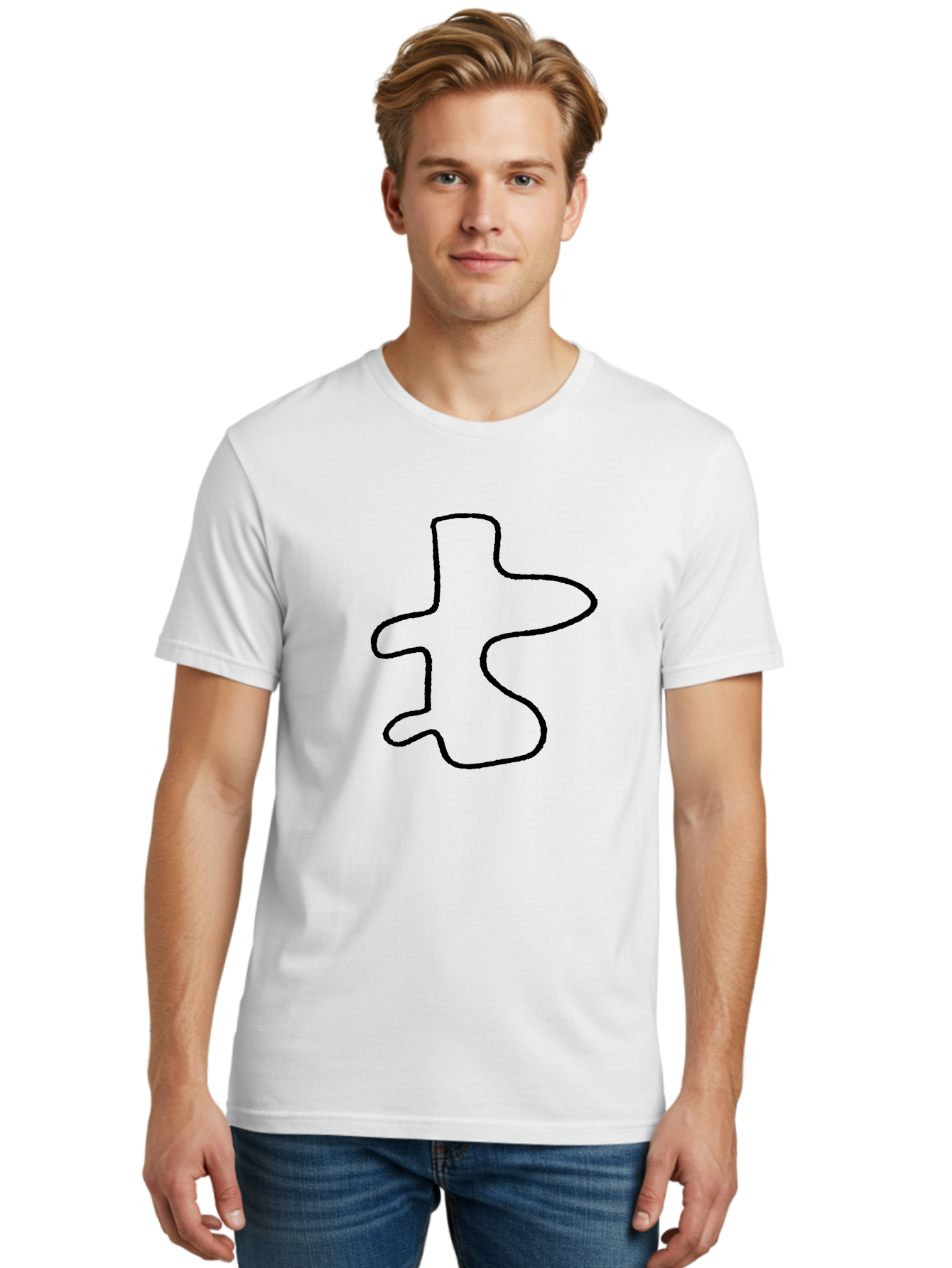 Scribble Men'S Graphic Tee, 100% Cotton, Comfortable Casual Summer Wear, Machine Washable, Abstract Shape, Unique Design, Creative Symbol, Single Line Art, Simple Graphic, Hand Drawn Shape, Minimalist Design -  Aaa484
