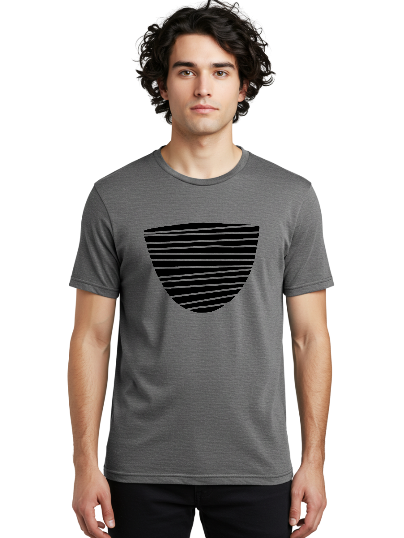 Shield-Icon Men'S Graphic Tee, 100% Cotton, Comfortable Casual Summer Wear, Machine Washable, Shield Icon, Black And Green Stripes, Modern Design, Graphic Element, Security Symbol, Protection Logo, Striped Pattern, Simple Shape -  Aaa485