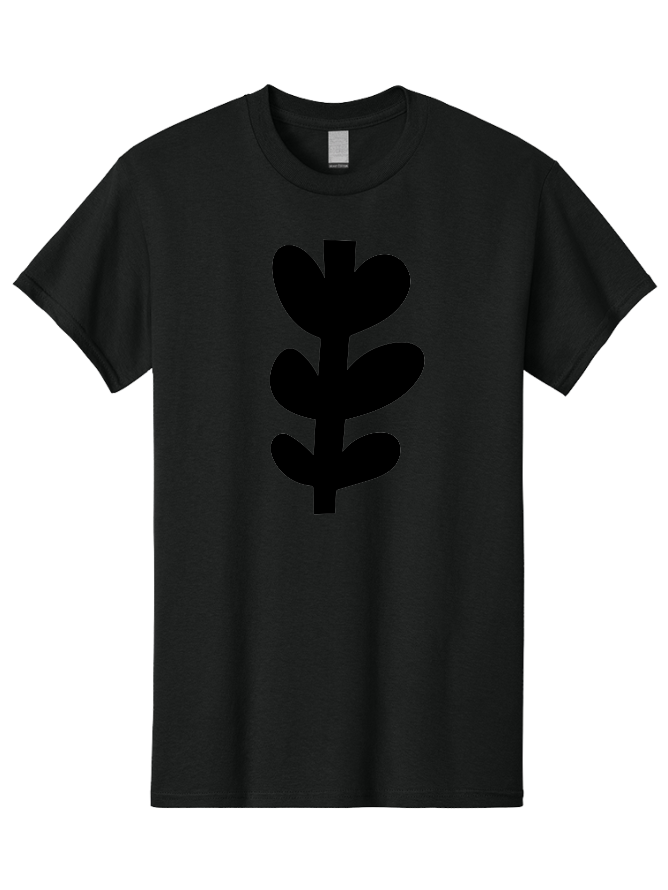 Silhouette-Of-Wheat-Or-Barley Men'S Graphic Tee, 100% Cotton, Comfortable Casual Summer Wear, Machine Washable, Black Plant Silhouette, Simple Design, Minimalist Art, Nature-Inspired Graphic, Leafy Stem, Botanical Icon, Modern Illustration -  Aaa488
