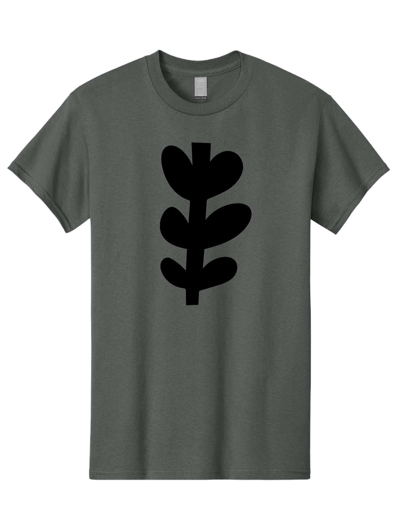Silhouette-Of-Wheat-Or-Barley Men'S Graphic Tee, 100% Cotton, Comfortable Casual Summer Wear, Machine Washable, Black Plant Silhouette, Simple Design, Minimalist Art, Nature-Inspired Graphic, Leafy Stem, Botanical Icon, Modern Illustration -  Aaa488