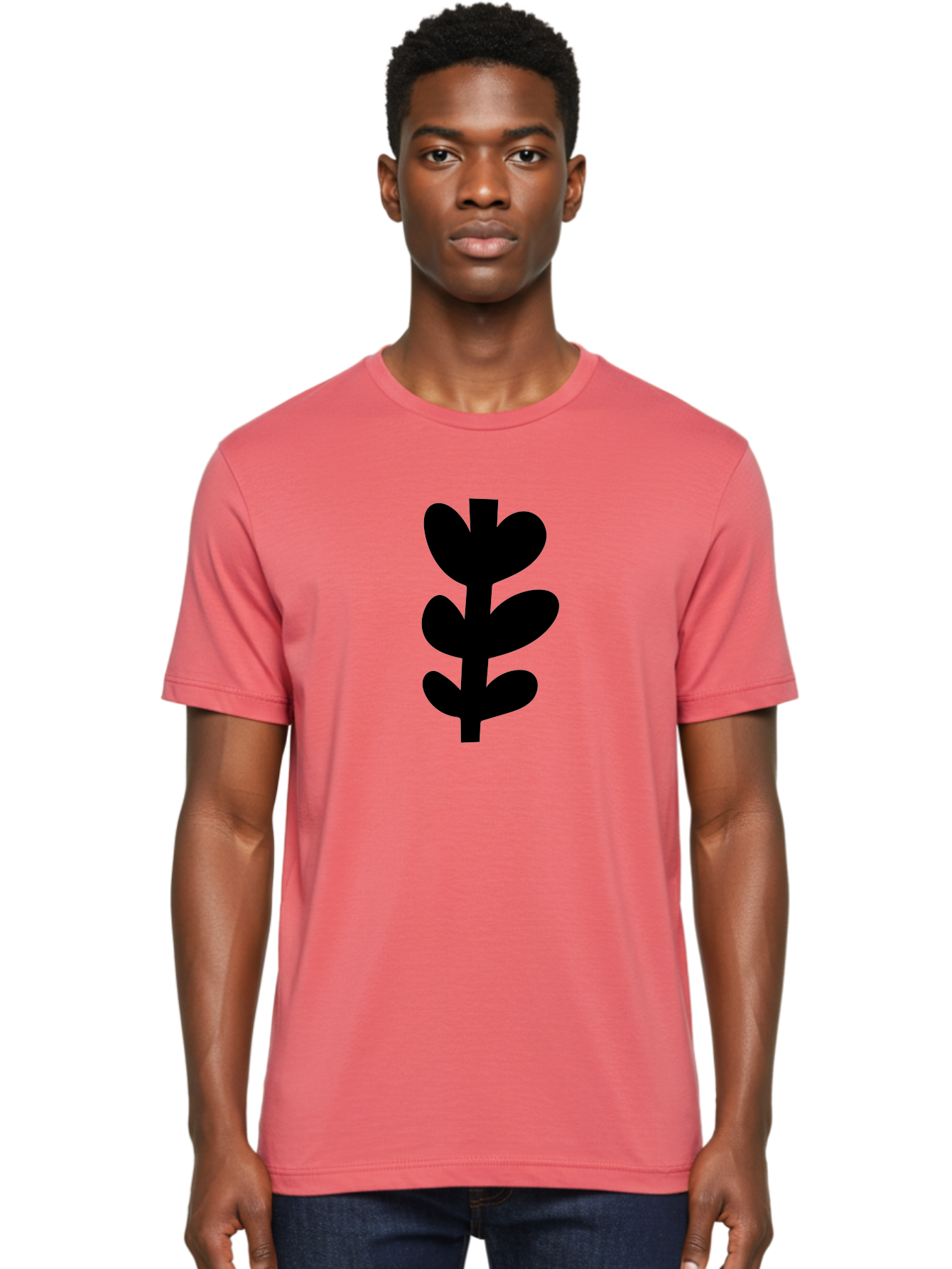 Silhouette-Of-Wheat-Or-Barley Men'S Graphic Tee, 100% Cotton, Comfortable Casual Summer Wear, Machine Washable, Black Plant Silhouette, Simple Design, Minimalist Art, Nature-Inspired Graphic, Leafy Stem, Botanical Icon, Modern Illustration -  Aaa488