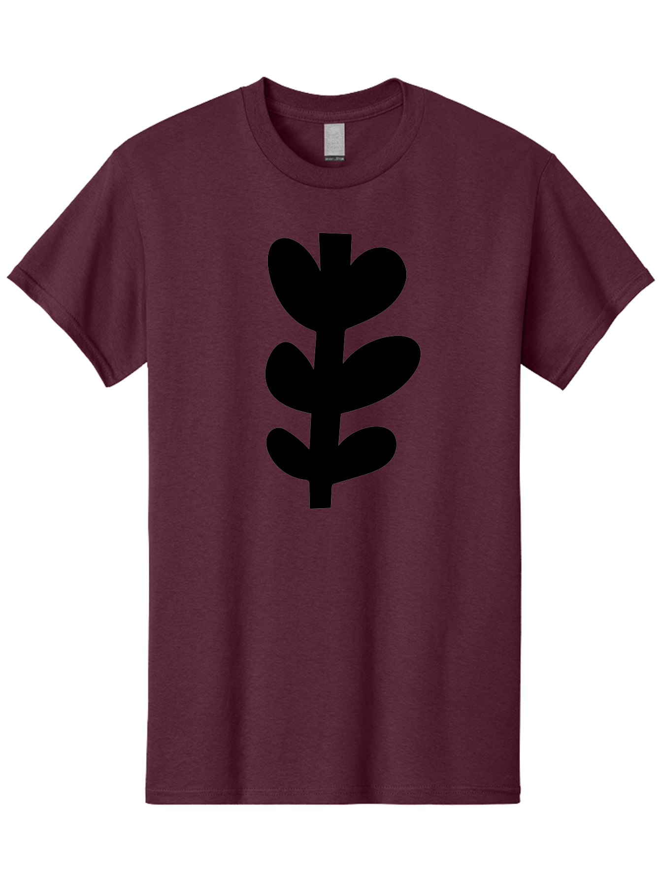 Silhouette-Of-Wheat-Or-Barley Men'S Graphic Tee, 100% Cotton, Comfortable Casual Summer Wear, Machine Washable, Black Plant Silhouette, Simple Design, Minimalist Art, Nature-Inspired Graphic, Leafy Stem, Botanical Icon, Modern Illustration -  Aaa488