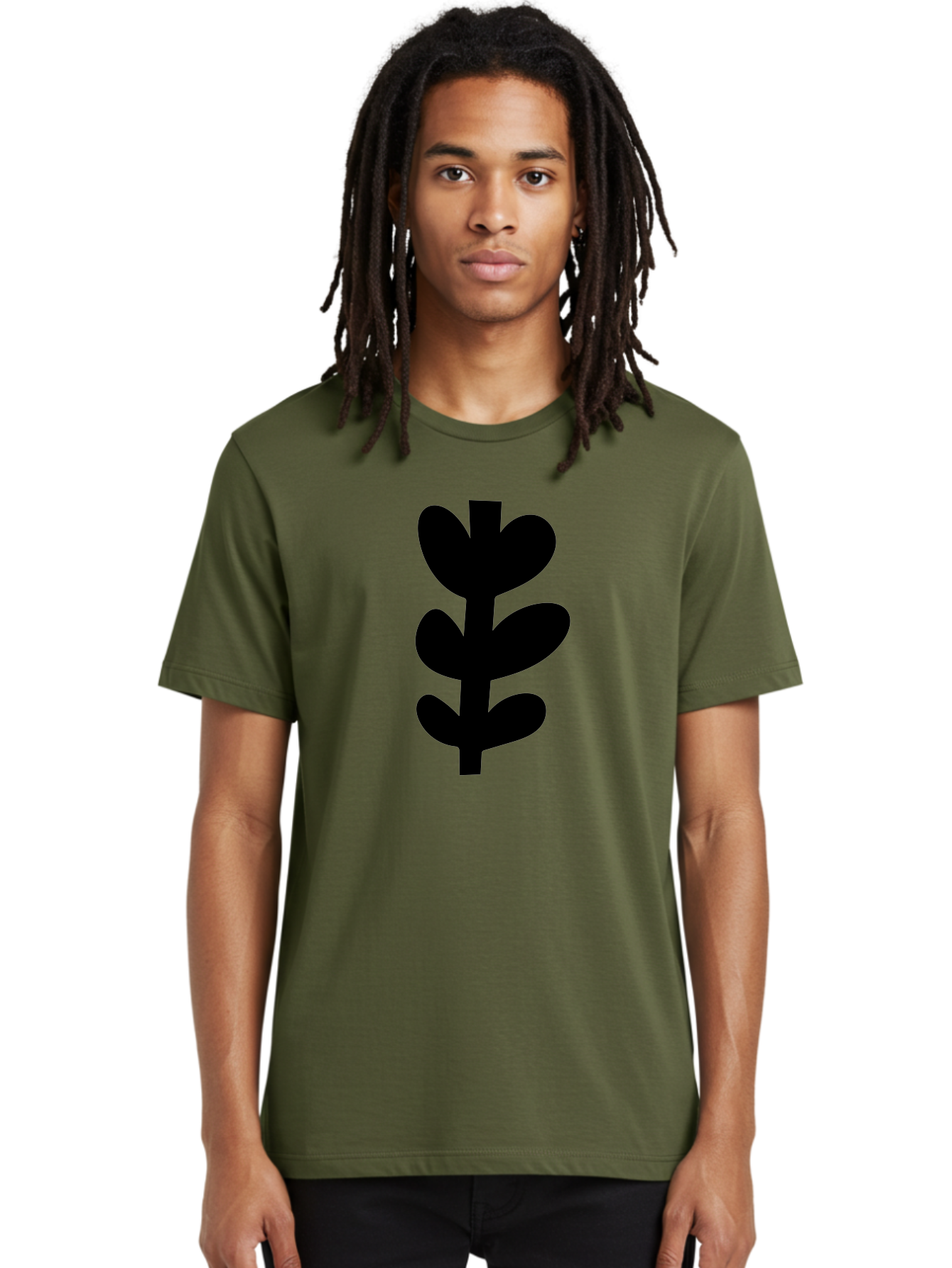 Silhouette-Of-Wheat-Or-Barley Men'S Graphic Tee, 100% Cotton, Comfortable Casual Summer Wear, Machine Washable, Black Plant Silhouette, Simple Design, Minimalist Art, Nature-Inspired Graphic, Leafy Stem, Botanical Icon, Modern Illustration -  Aaa488