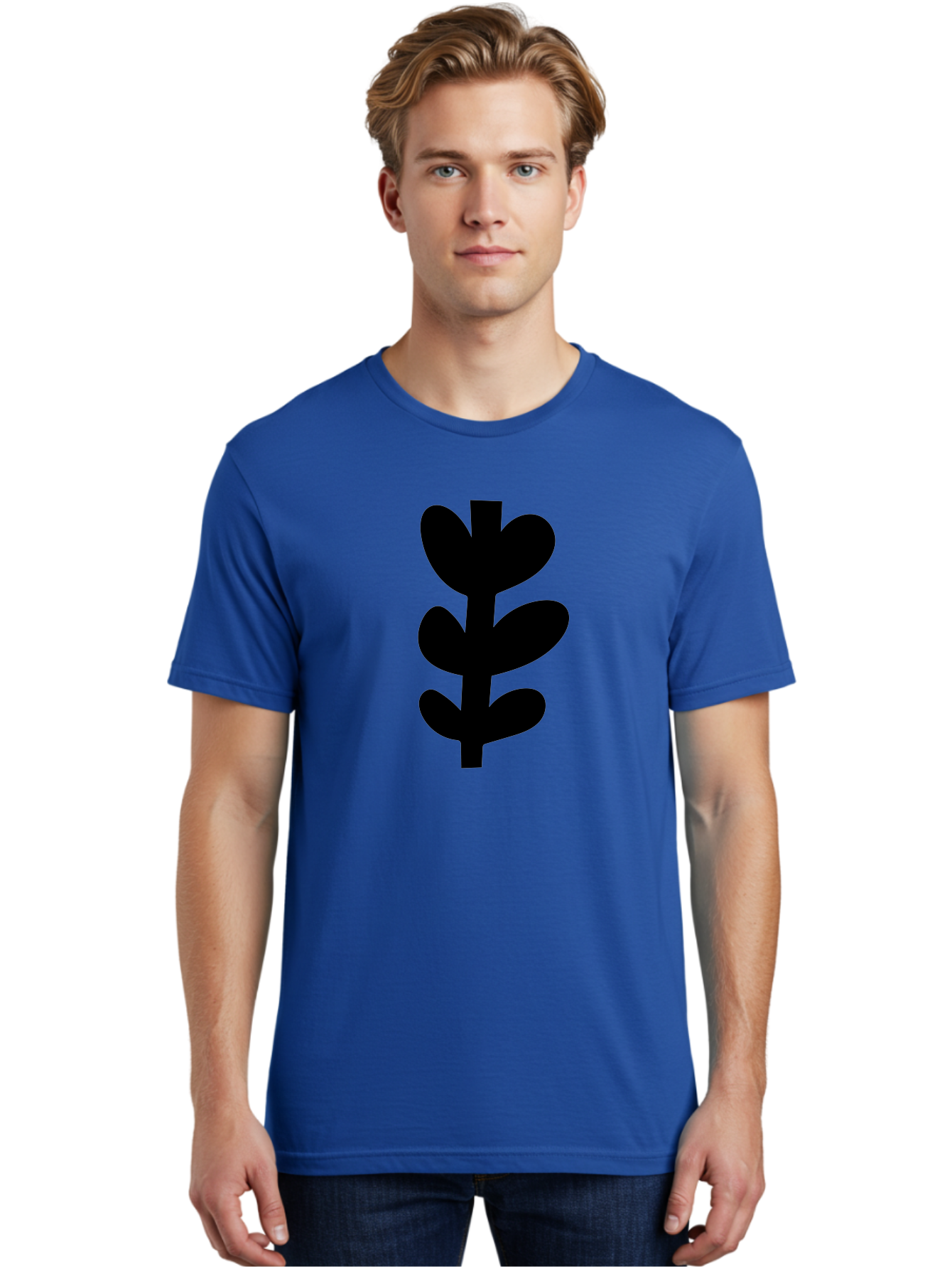 Silhouette-Of-Wheat-Or-Barley Men'S Graphic Tee, 100% Cotton, Comfortable Casual Summer Wear, Machine Washable, Black Plant Silhouette, Simple Design, Minimalist Art, Nature-Inspired Graphic, Leafy Stem, Botanical Icon, Modern Illustration -  Aaa488