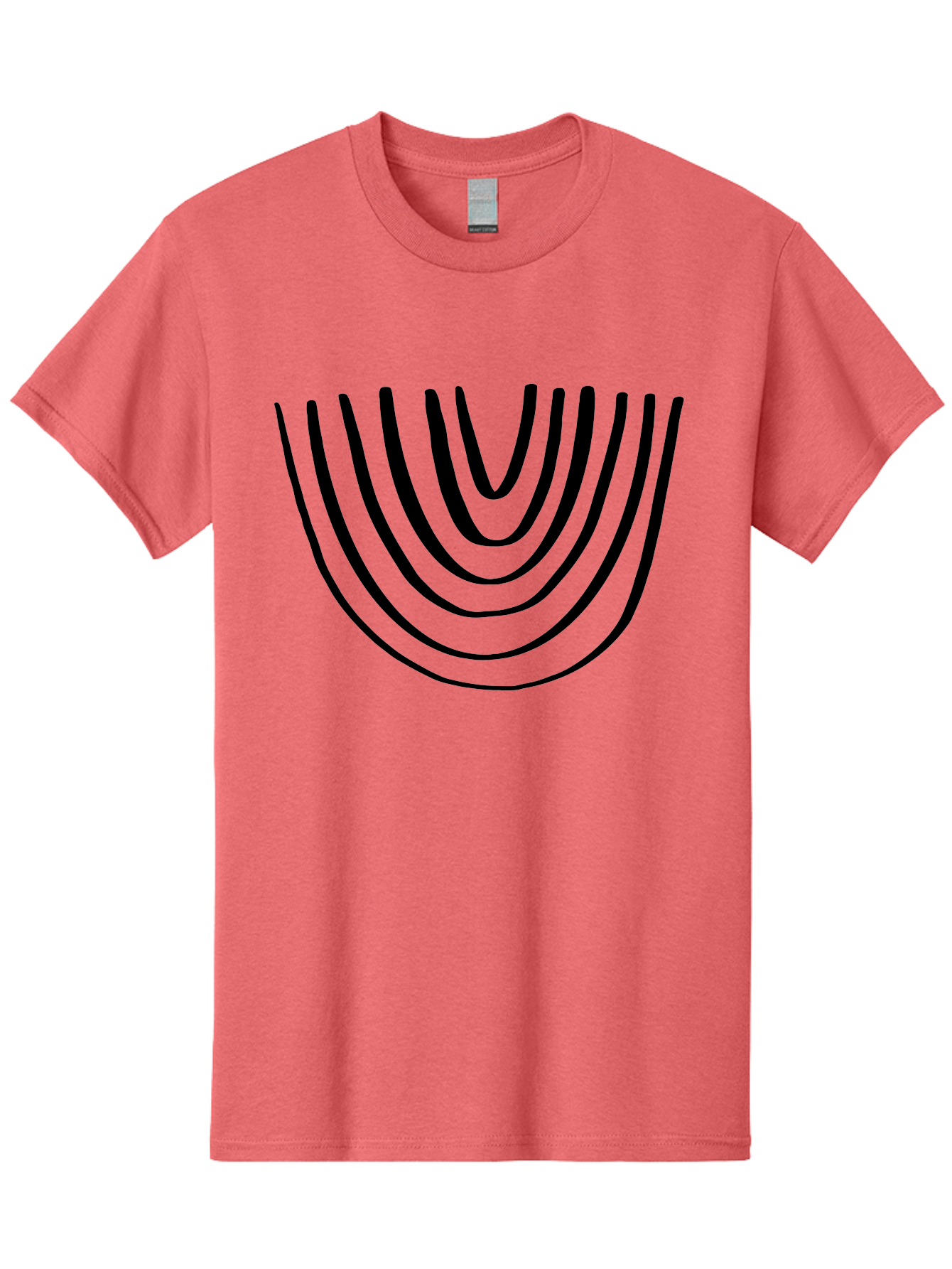 Stacked-Arches Men'S Graphic Tee, 100% Cotton, Comfortable Casual Summer Wear, Machine Washable, Black Arches, Curved Lines, Minimalist Design, Simple Shapes, Abstract Art, Geometric Pattern, Bold Graphics -  Aaa491