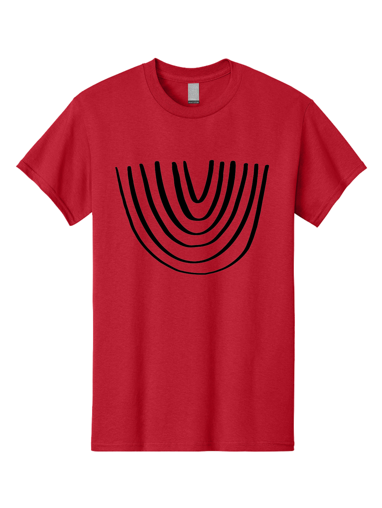 Stacked-Arches Men'S Graphic Tee, 100% Cotton, Comfortable Casual Summer Wear, Machine Washable, Black Arches, Curved Lines, Minimalist Design, Simple Shapes, Abstract Art, Geometric Pattern, Bold Graphics -  Aaa491
