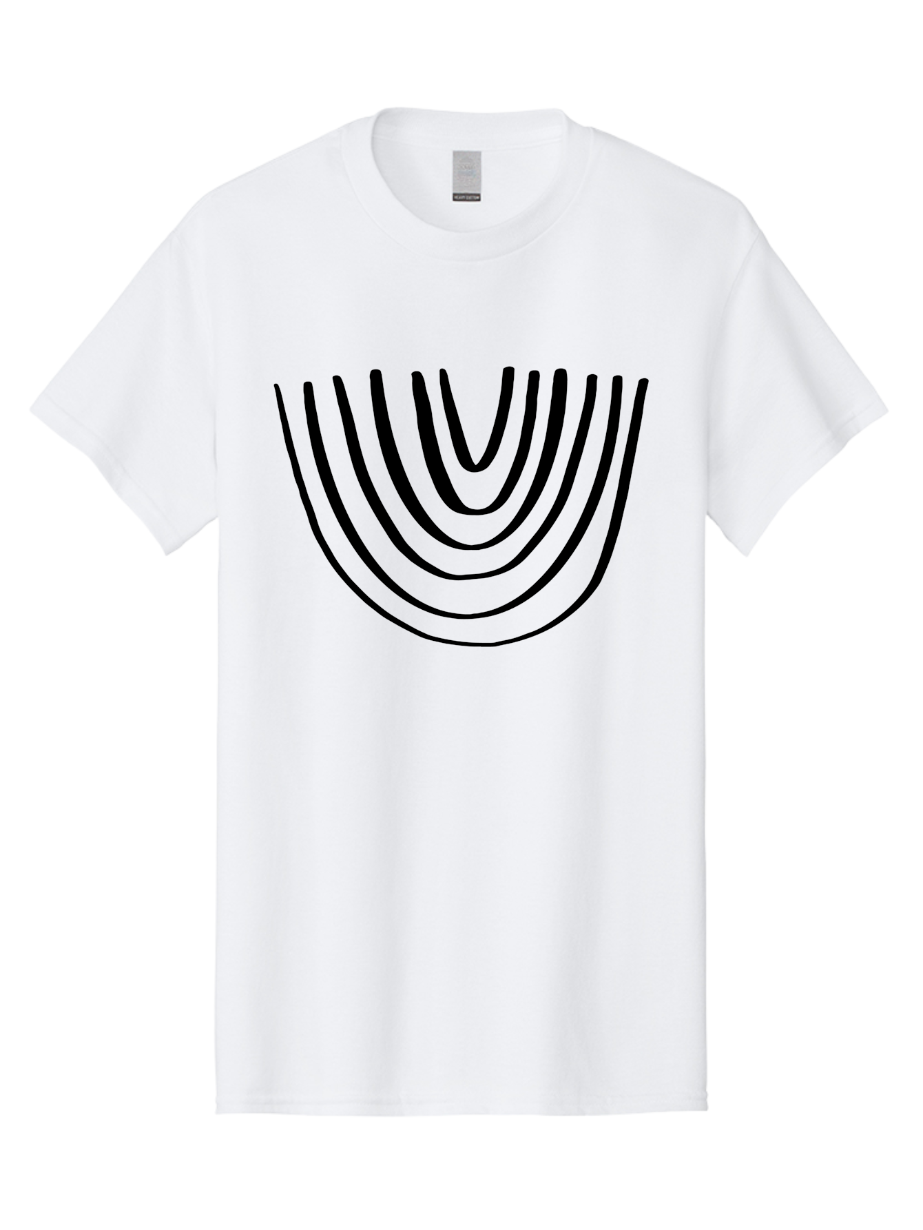 Stacked-Arches Men'S Graphic Tee, 100% Cotton, Comfortable Casual Summer Wear, Machine Washable, Black Arches, Curved Lines, Minimalist Design, Simple Shapes, Abstract Art, Geometric Pattern, Bold Graphics -  Aaa491