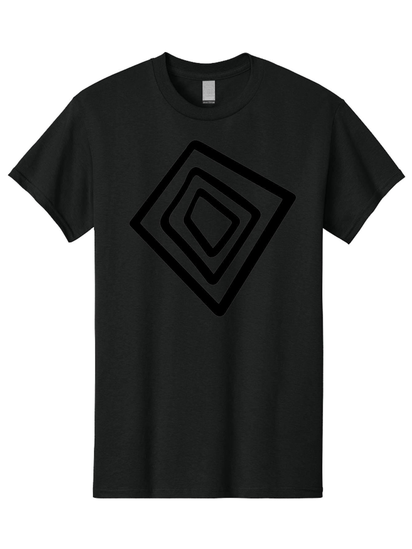 Stacked-Diamonds Men'S Graphic Tee, 100% Cotton, Comfortable Casual Summer Wear, Machine Washable, Concentric Diamond Shapes, Layered Design, Minimalist Art, Black And Green, Geometric Pattern, Modern Aesthetic, Simple Graphics -  Aaa492