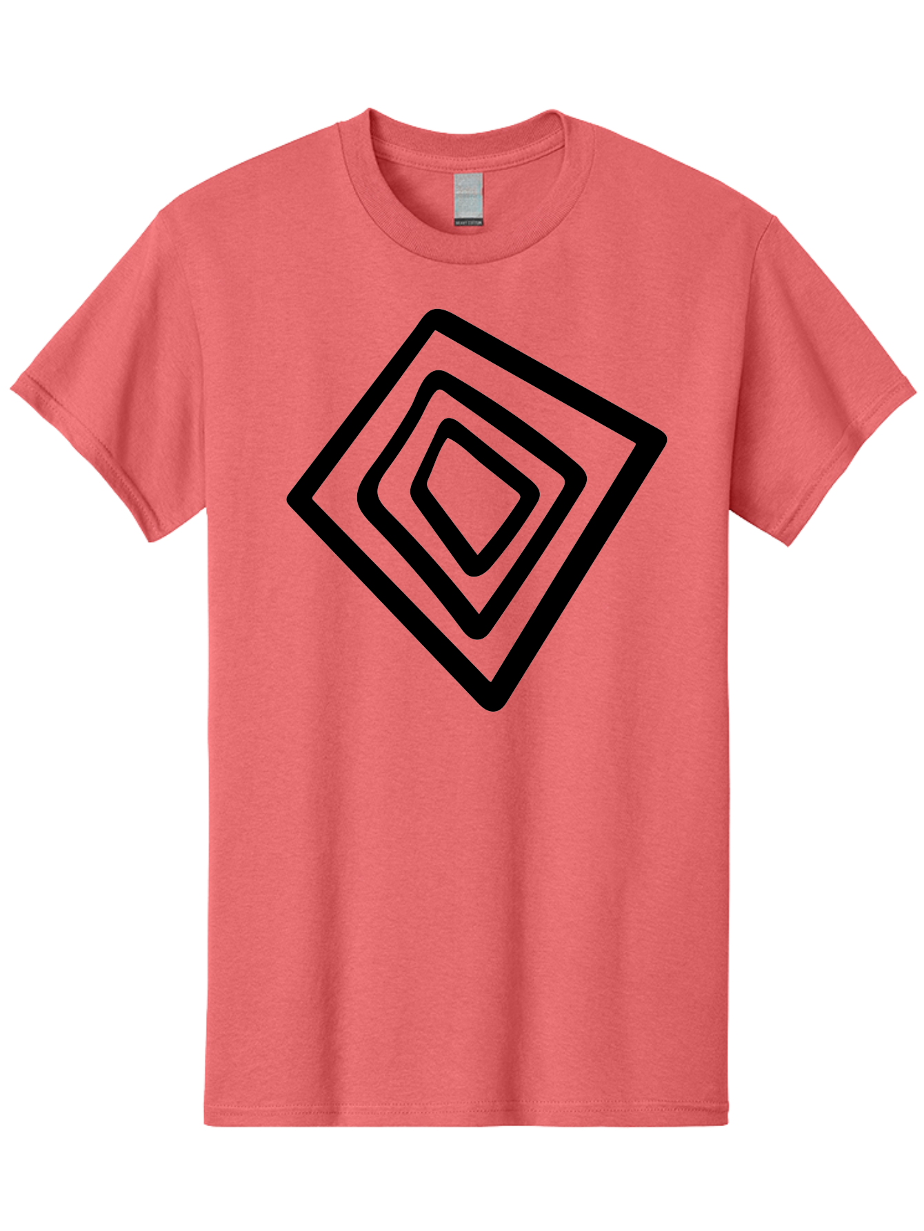 Stacked-Diamonds Men'S Graphic Tee, 100% Cotton, Comfortable Casual Summer Wear, Machine Washable, Concentric Diamond Shapes, Layered Design, Minimalist Art, Black And Green, Geometric Pattern, Modern Aesthetic, Simple Graphics -  Aaa492