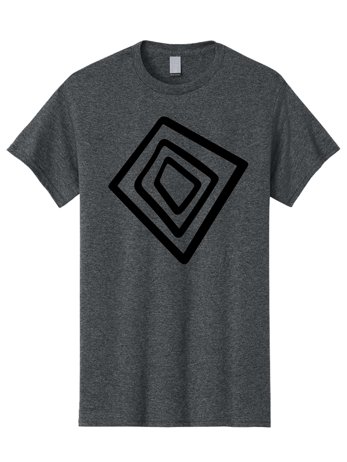 Stacked-Diamonds Men'S Graphic Tee, 100% Cotton, Comfortable Casual Summer Wear, Machine Washable, Concentric Diamond Shapes, Layered Design, Minimalist Art, Black And Green, Geometric Pattern, Modern Aesthetic, Simple Graphics -  Aaa492
