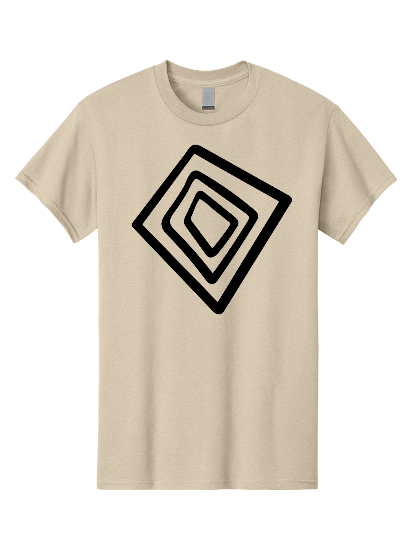 Stacked-Diamonds Men'S Graphic Tee, 100% Cotton, Comfortable Casual Summer Wear, Machine Washable, Concentric Diamond Shapes, Layered Design, Minimalist Art, Black And Green, Geometric Pattern, Modern Aesthetic, Simple Graphics -  Aaa492