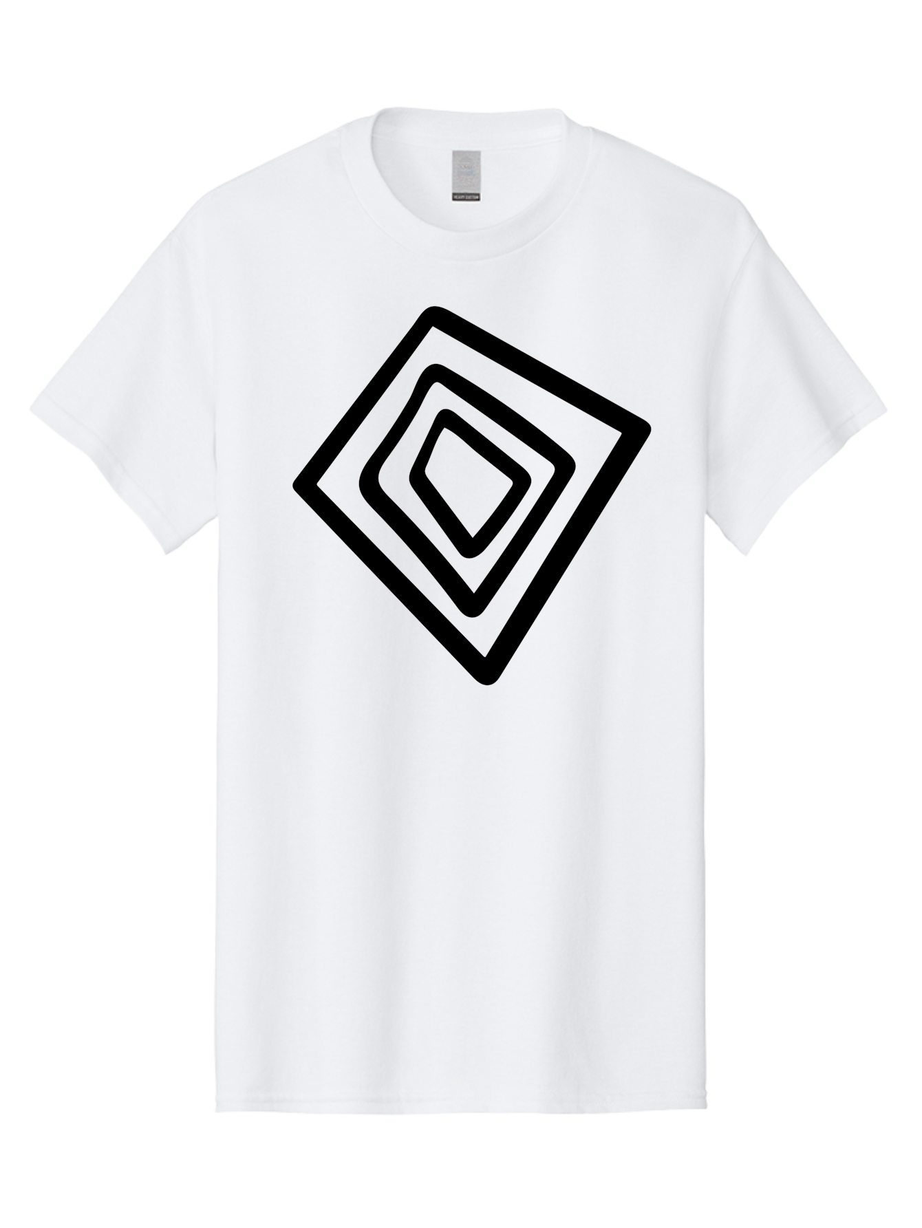 Stacked-Diamonds Men'S Graphic Tee, 100% Cotton, Comfortable Casual Summer Wear, Machine Washable, Concentric Diamond Shapes, Layered Design, Minimalist Art, Black And Green, Geometric Pattern, Modern Aesthetic, Simple Graphics -  Aaa492