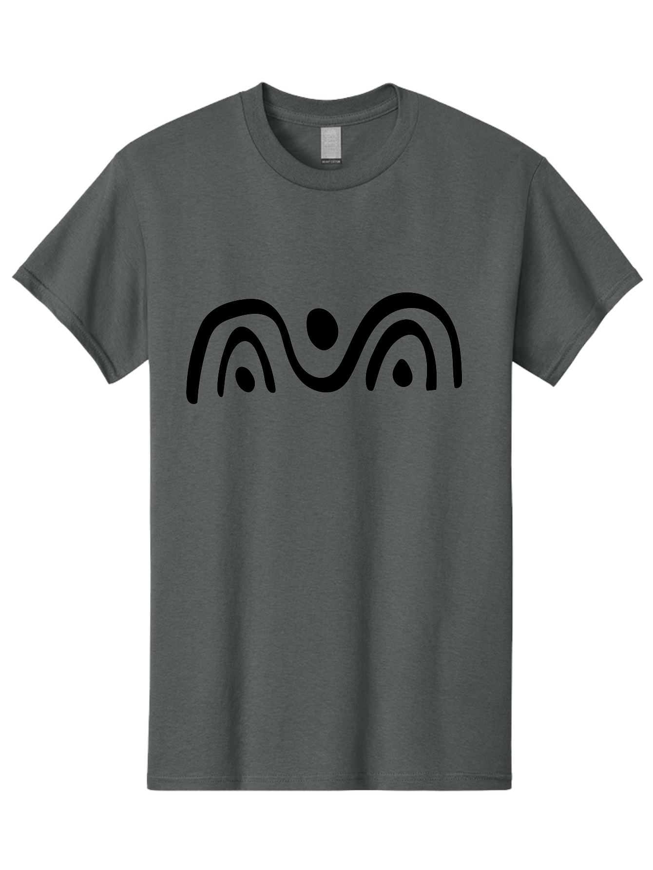 Stylized-Person-Icon Men'S Graphic Tee, 100% Cotton, Comfortable Casual Summer Wear, Machine Washable, Modern Minimalist Design, Abstract Art, Wavy Lines, Simple Shapes, Fluid Curves, Stylized Symbol, Black Silhouette, Graphic Element -  Aaa495