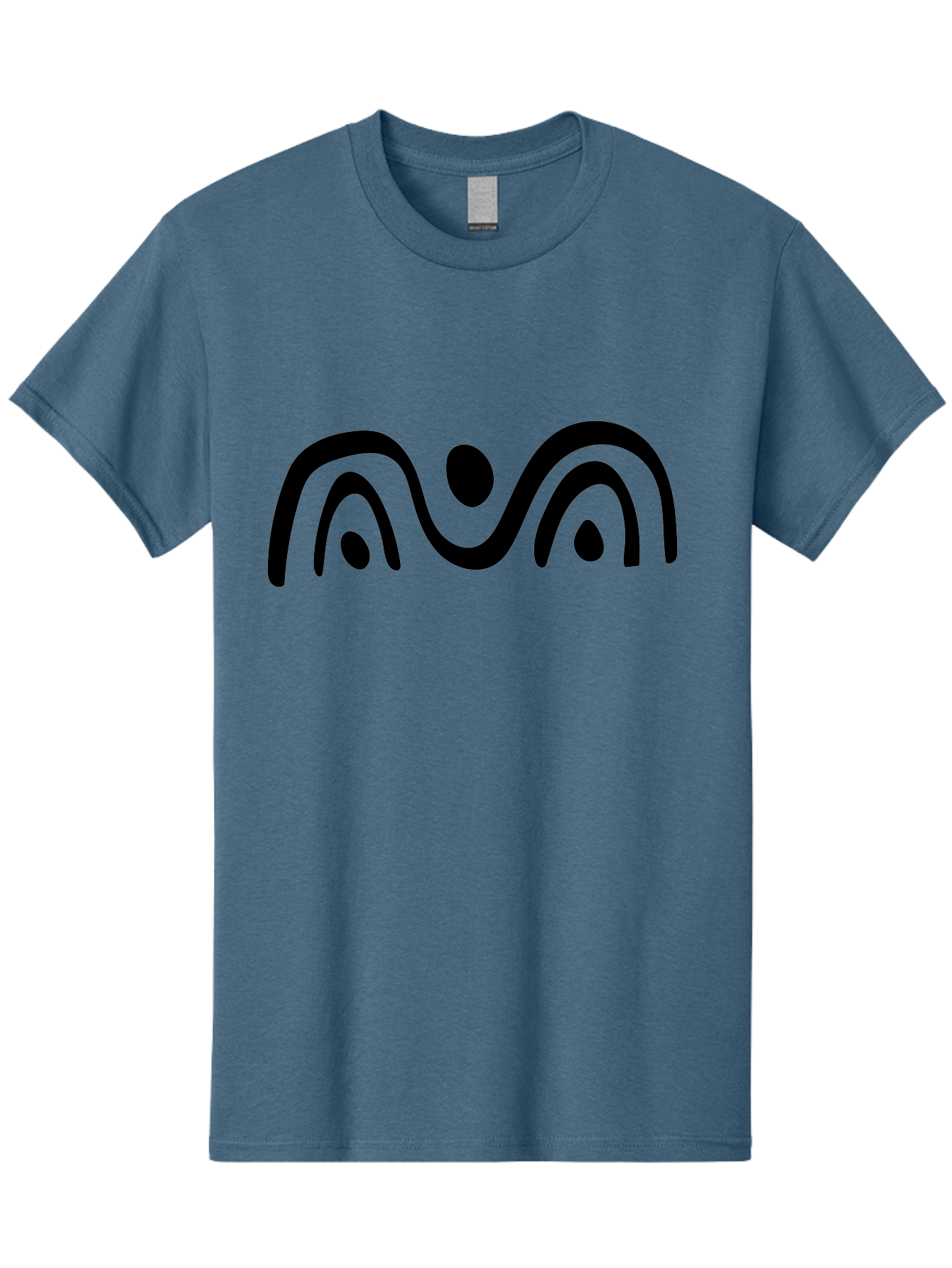 Stylized-Person-Icon Men'S Graphic Tee, 100% Cotton, Comfortable Casual Summer Wear, Machine Washable, Modern Minimalist Design, Abstract Art, Wavy Lines, Simple Shapes, Fluid Curves, Stylized Symbol, Black Silhouette, Graphic Element -  Aaa495