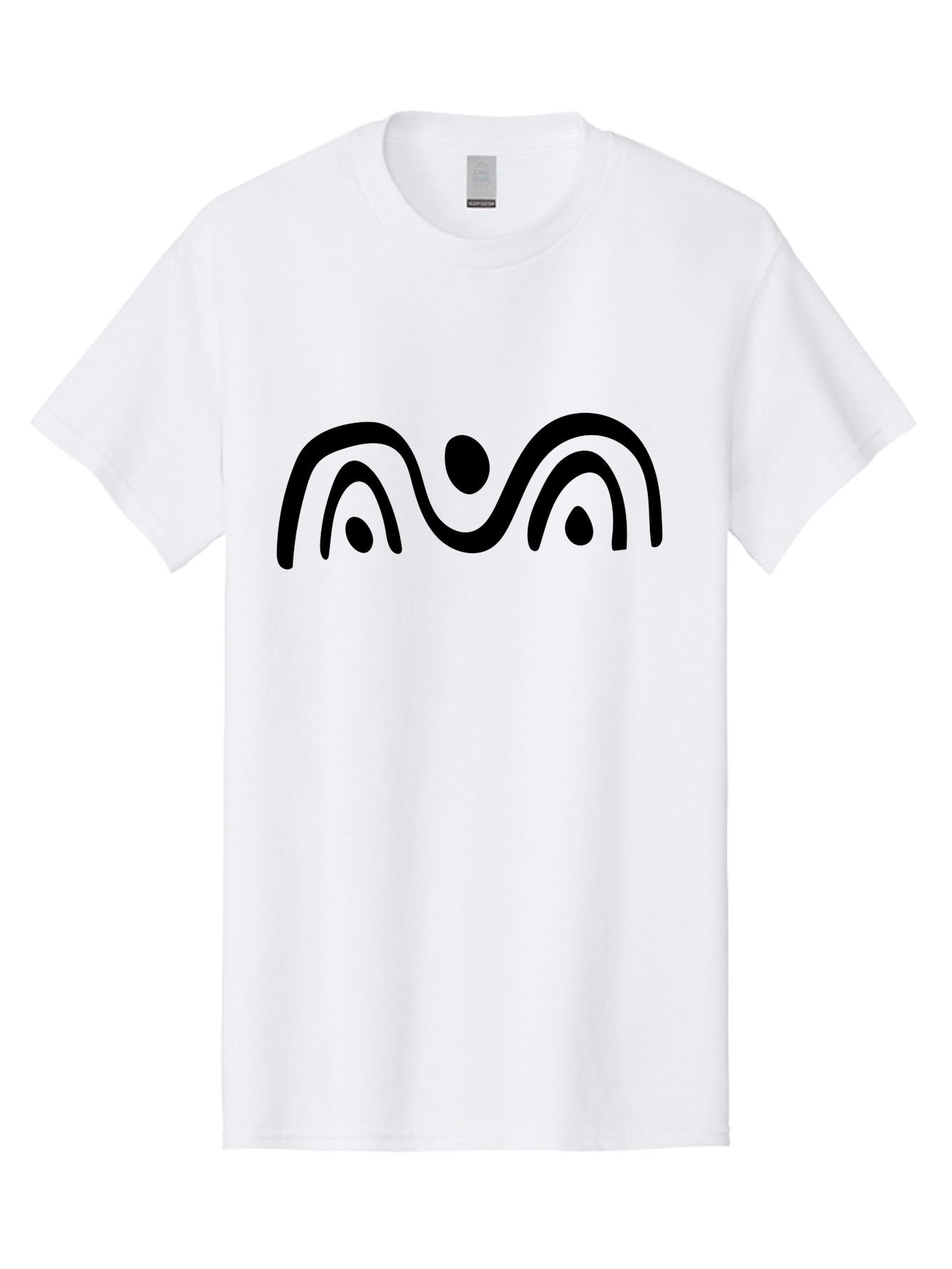 Stylized-Person-Icon Men'S Graphic Tee, 100% Cotton, Comfortable Casual Summer Wear, Machine Washable, Modern Minimalist Design, Abstract Art, Wavy Lines, Simple Shapes, Fluid Curves, Stylized Symbol, Black Silhouette, Graphic Element -  Aaa495