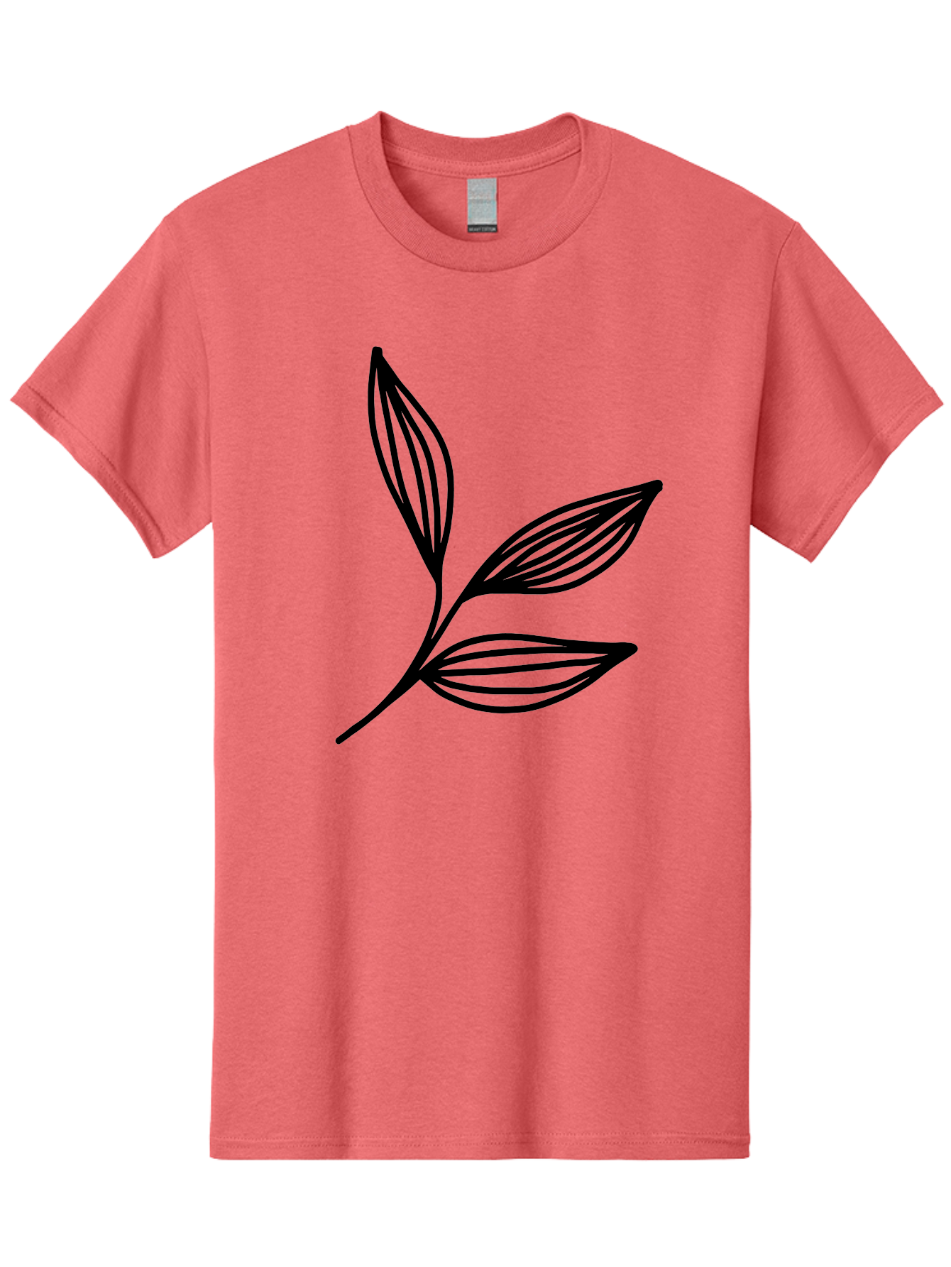 Three-Leaf-Stem Men'S Graphic Tee, 100% Cotton, Comfortable Casual Summer Wear, Machine Washable, Minimalist Leaf Design, Simple Line Art, Botanical Illustration, Three Leaves, Black Outline, Natural Theme, Eco-Friendly, Organic Shape -  Aaa498