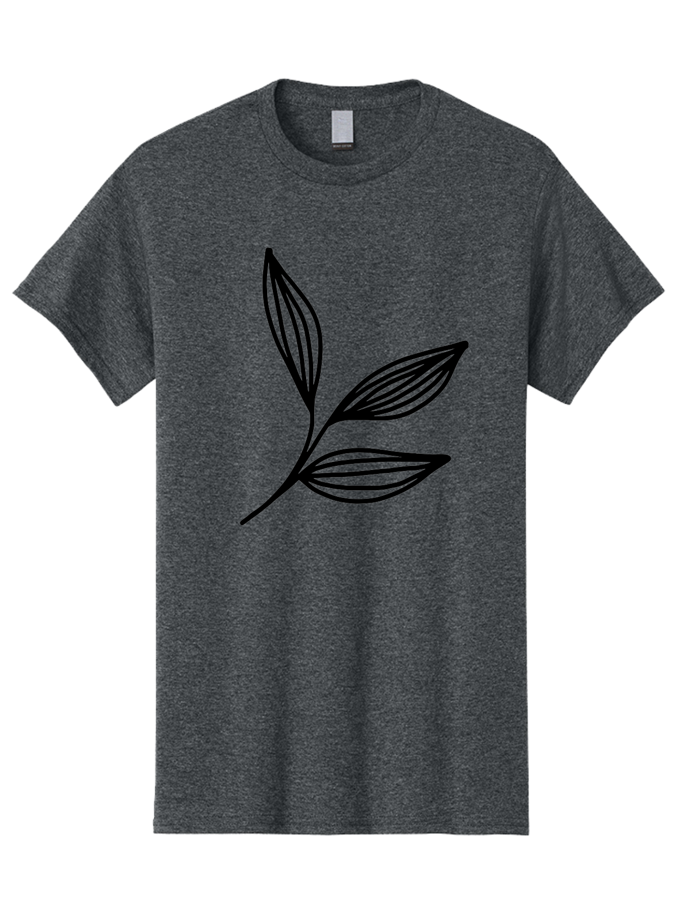 Three-Leaf-Stem Men'S Graphic Tee, 100% Cotton, Comfortable Casual Summer Wear, Machine Washable, Minimalist Leaf Design, Simple Line Art, Botanical Illustration, Three Leaves, Black Outline, Natural Theme, Eco-Friendly, Organic Shape -  Aaa498