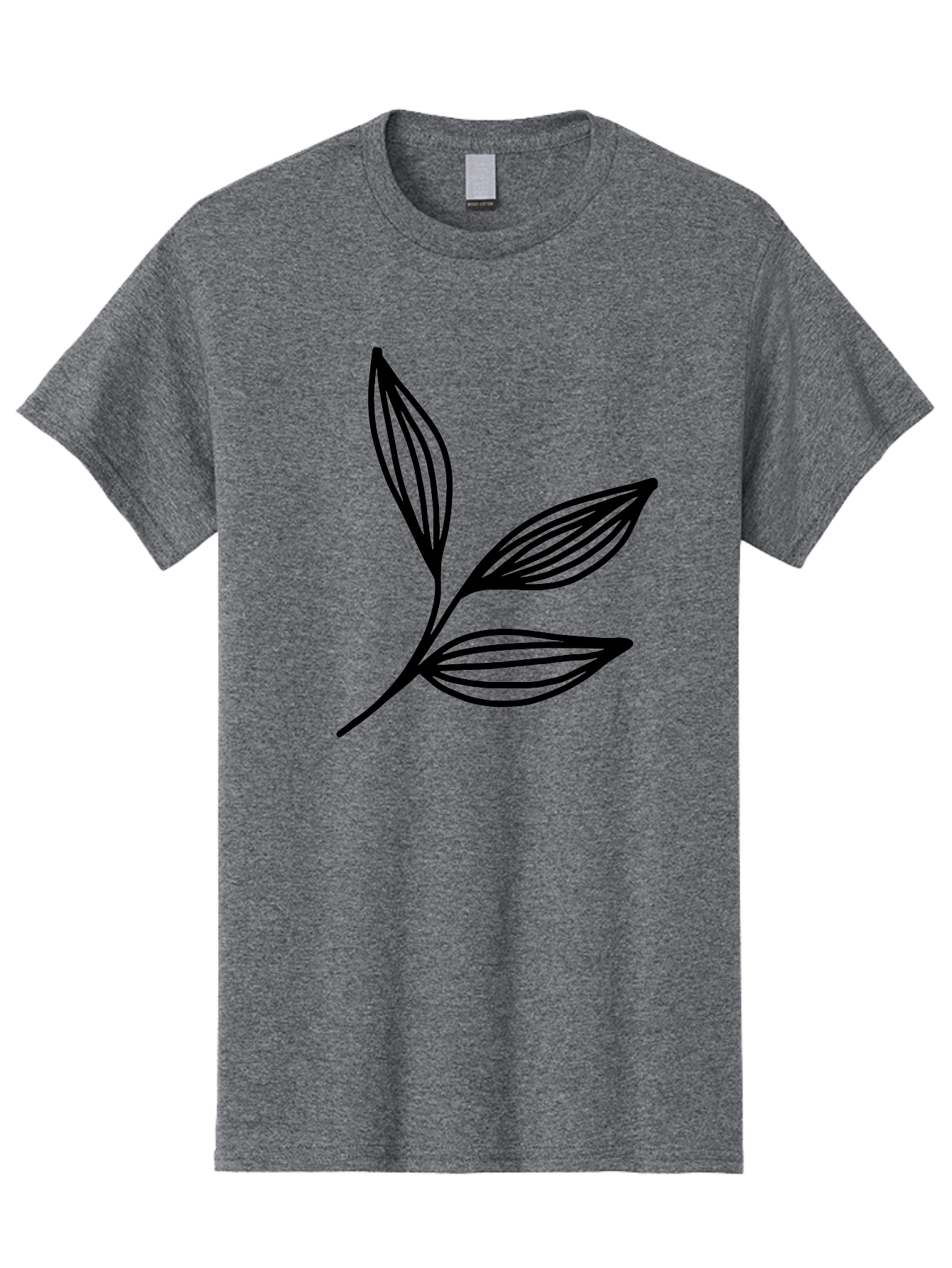 Three-Leaf-Stem Men'S Graphic Tee, 100% Cotton, Comfortable Casual Summer Wear, Machine Washable, Minimalist Leaf Design, Simple Line Art, Botanical Illustration, Three Leaves, Black Outline, Natural Theme, Eco-Friendly, Organic Shape -  Aaa498