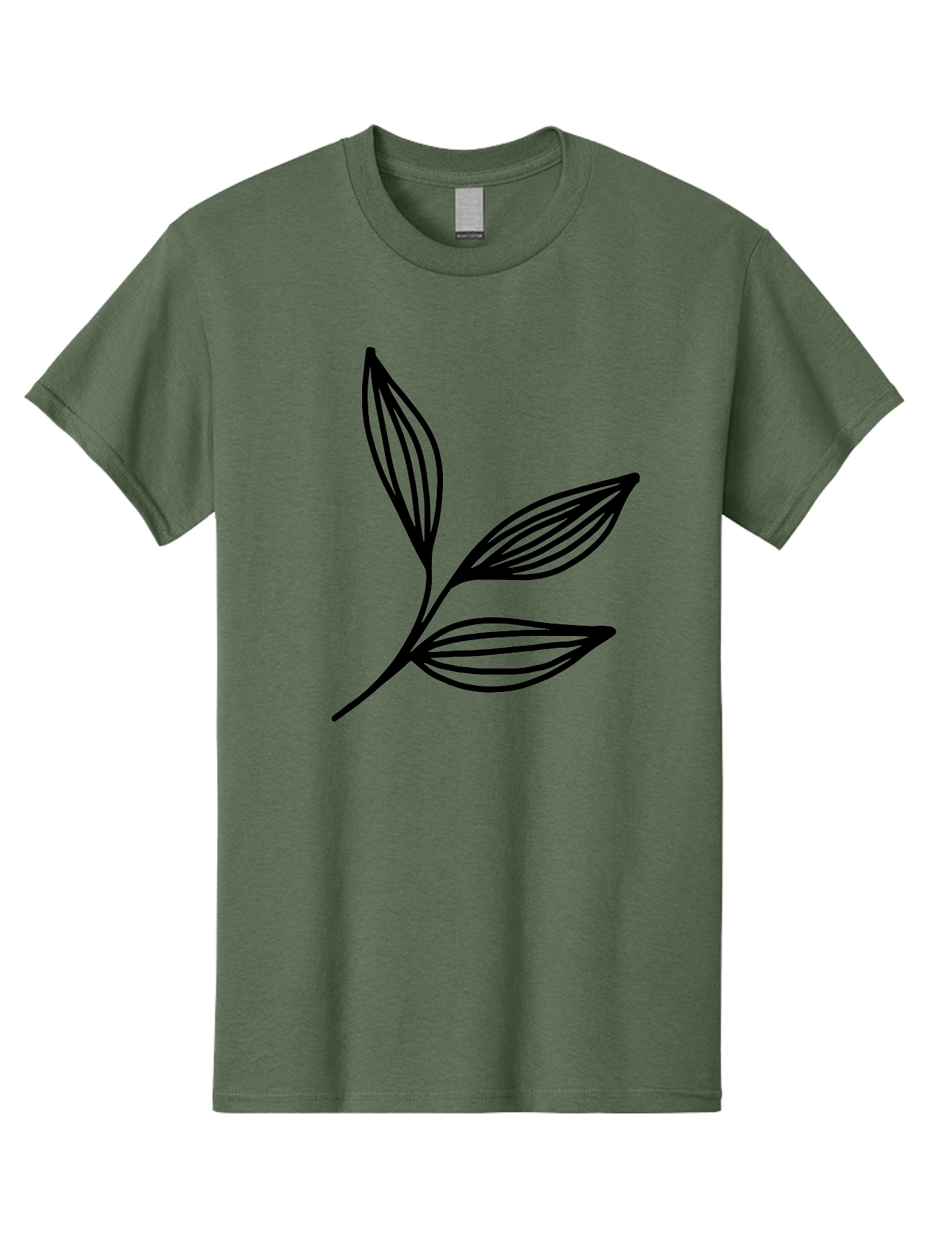 Three-Leaf-Stem Men'S Graphic Tee, 100% Cotton, Comfortable Casual Summer Wear, Machine Washable, Minimalist Leaf Design, Simple Line Art, Botanical Illustration, Three Leaves, Black Outline, Natural Theme, Eco-Friendly, Organic Shape -  Aaa498