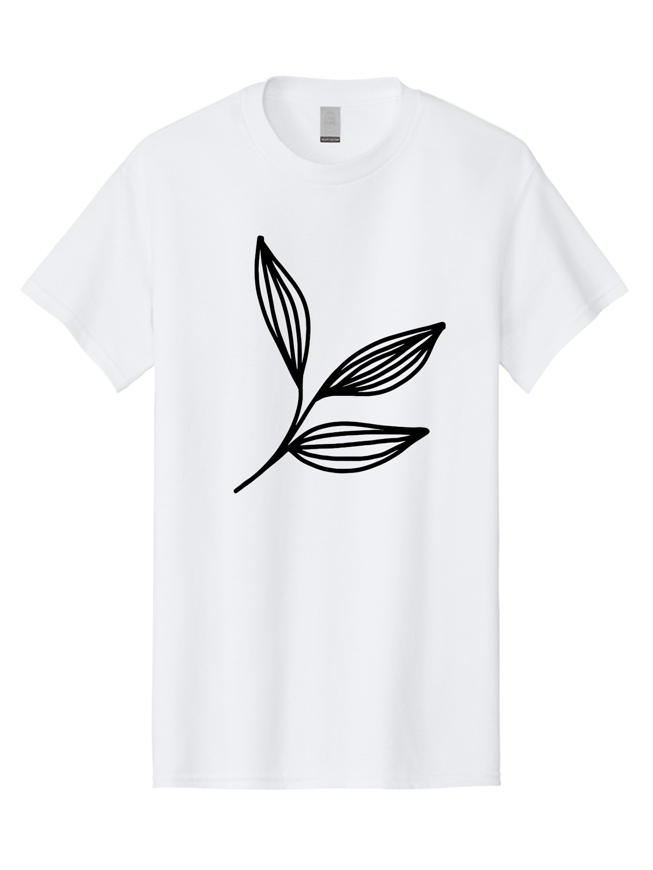 Three-Leaf-Stem Men'S Graphic Tee, 100% Cotton, Comfortable Casual Summer Wear, Machine Washable, Minimalist Leaf Design, Simple Line Art, Botanical Illustration, Three Leaves, Black Outline, Natural Theme, Eco-Friendly, Organic Shape -  Aaa498
