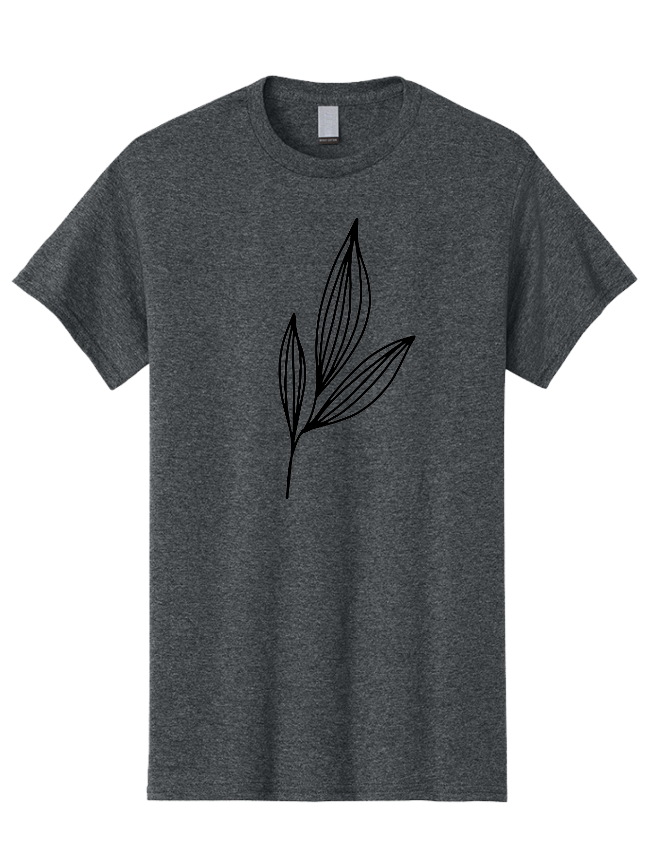 Three-Leaves-1 Men'S Graphic Tee, 100% Cotton, Comfortable Casual Summer Wear, Machine Washable, Simple Leaf Design, Minimalist Leaves, Botanical Illustration, Leaf Outline, Black Lines, Nature-Inspired Graphics, Leaf Pattern -  Aaa499