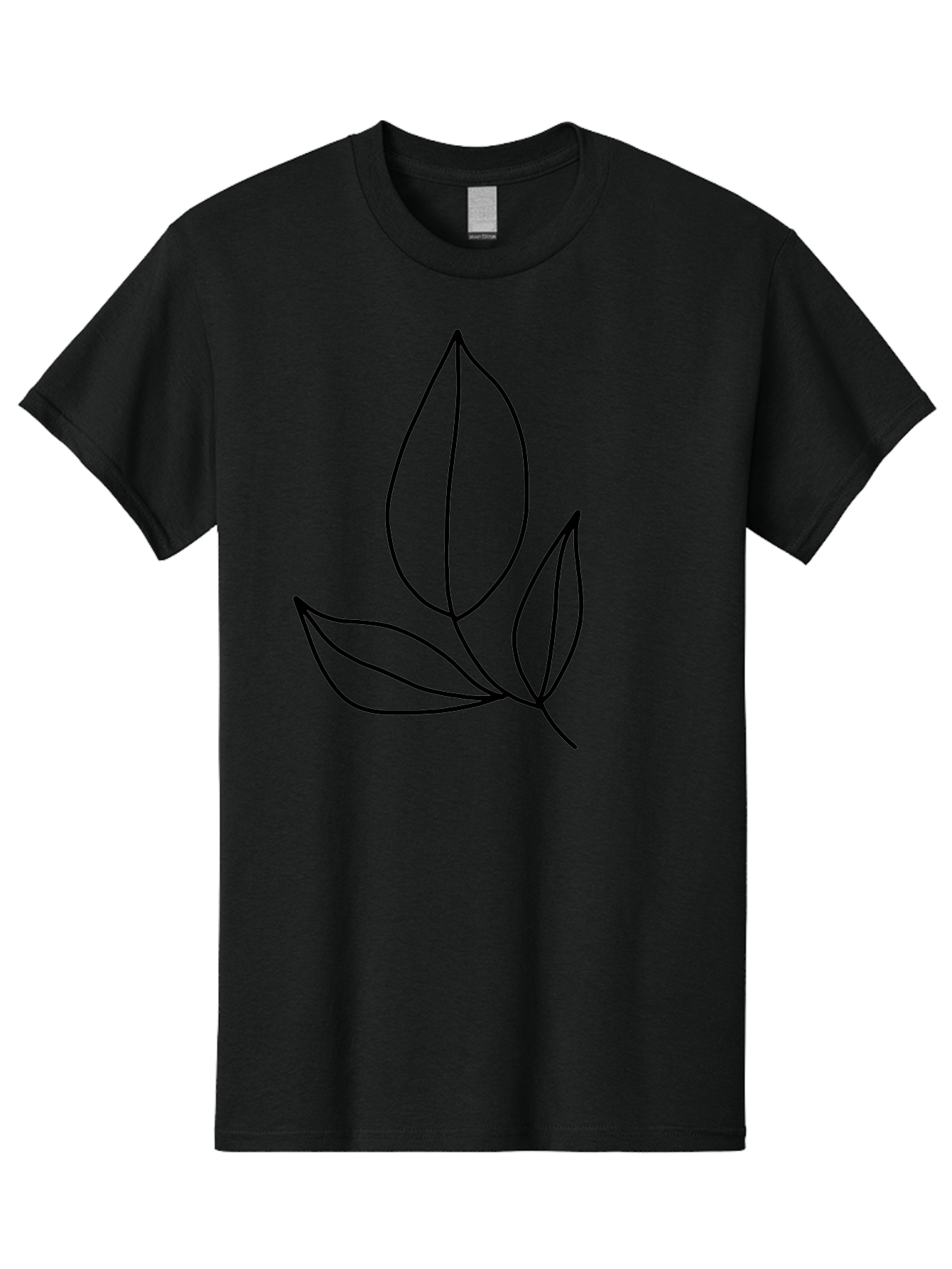 Three-Leaves Men'S Graphic Tee, 100% Cotton, Comfortable Casual Summer Wear, Machine Washable, Simple Leaf Design, Minimalist Art, Leaf Illustration, Black Lines, Leaf Silhouettes, Nature-Inspired Graphics, Botanical Art, Clean Lines, -  Aaa500